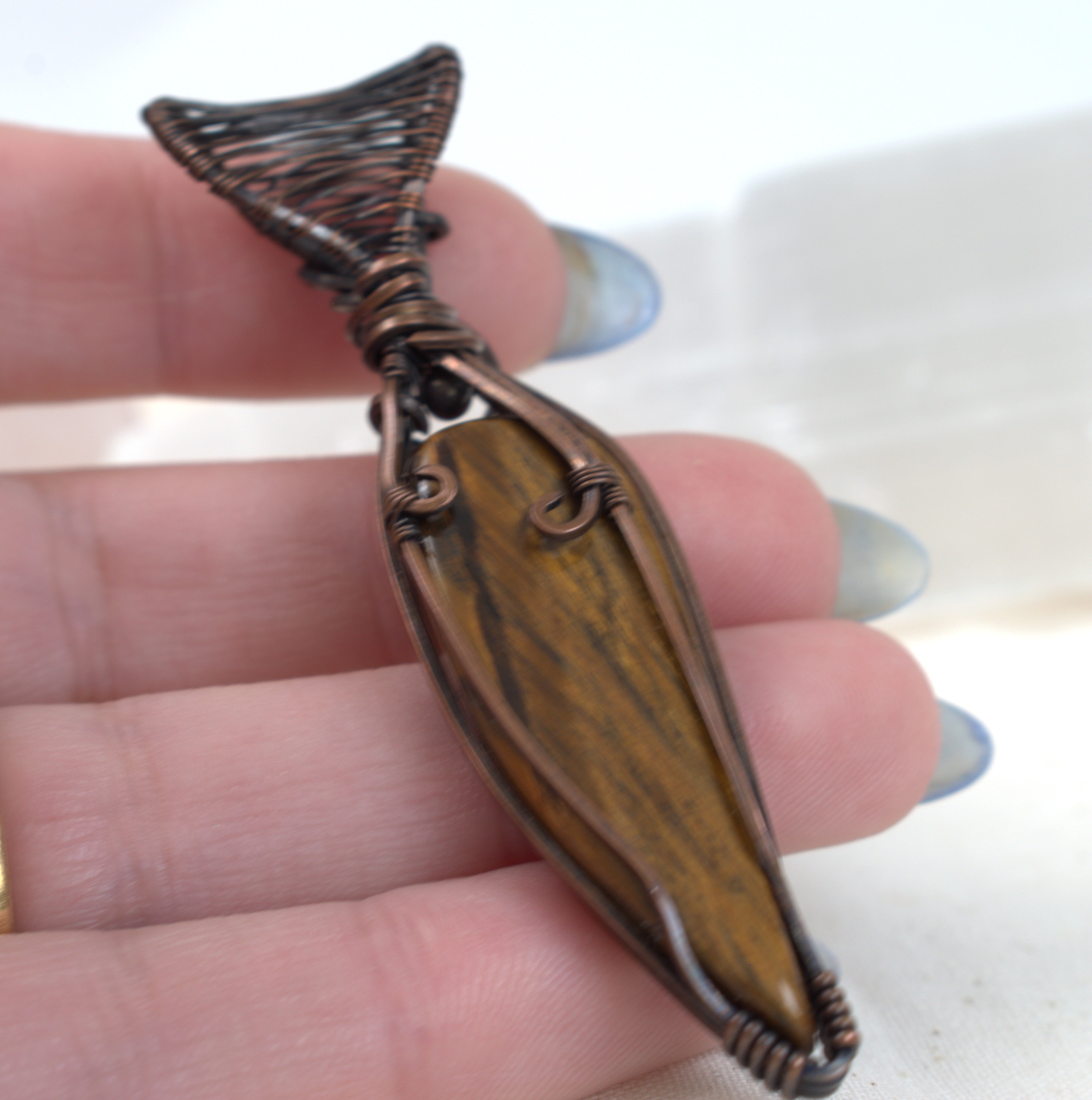 Dust & Gold - WA Tigers Eye Pendant in Copper