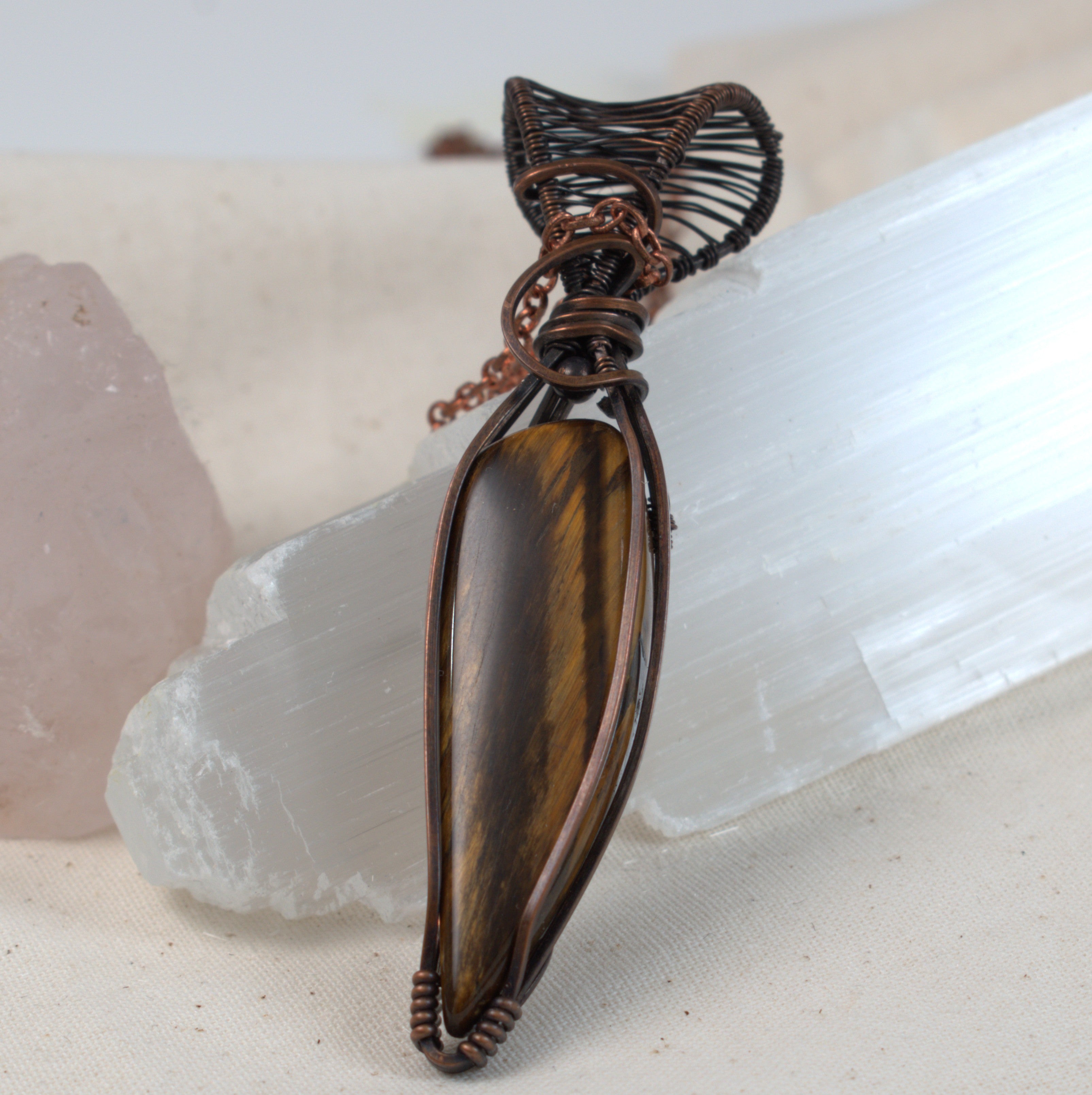 Dust & Gold - WA Tigers Eye Pendant in Copper