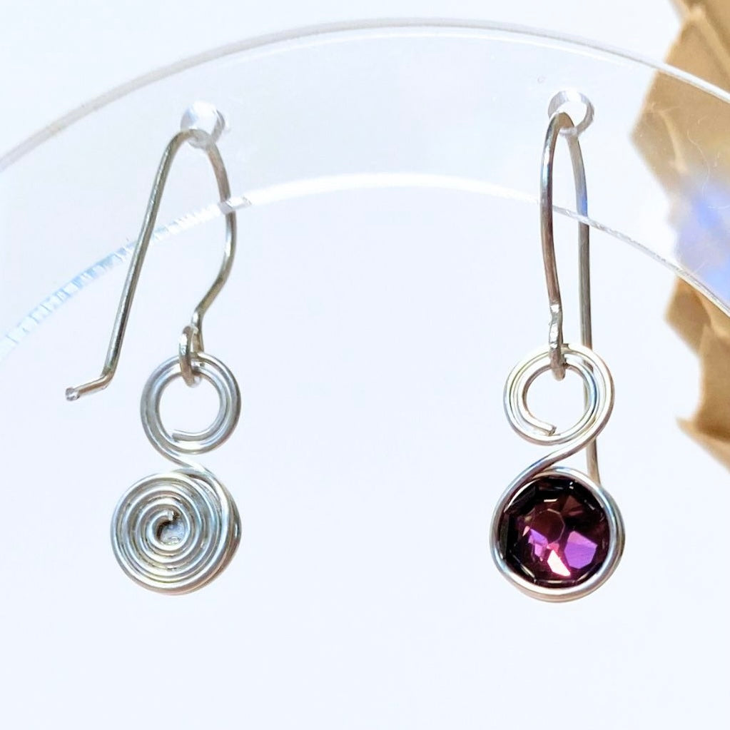 Amethyst purple crystal dangle earrings | Sterling silver | February birthstone gift