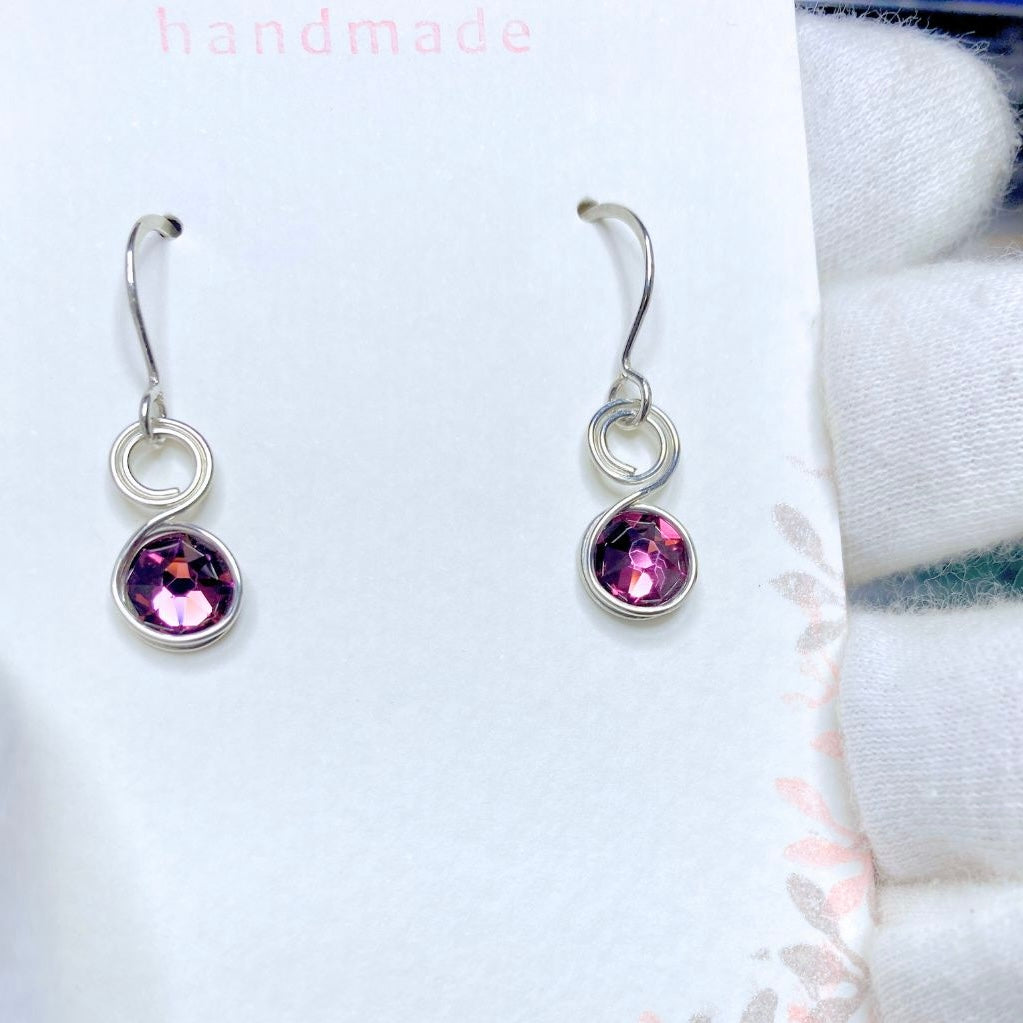 Amethyst purple crystal dangle earrings | Sterling silver | February birthstone gift