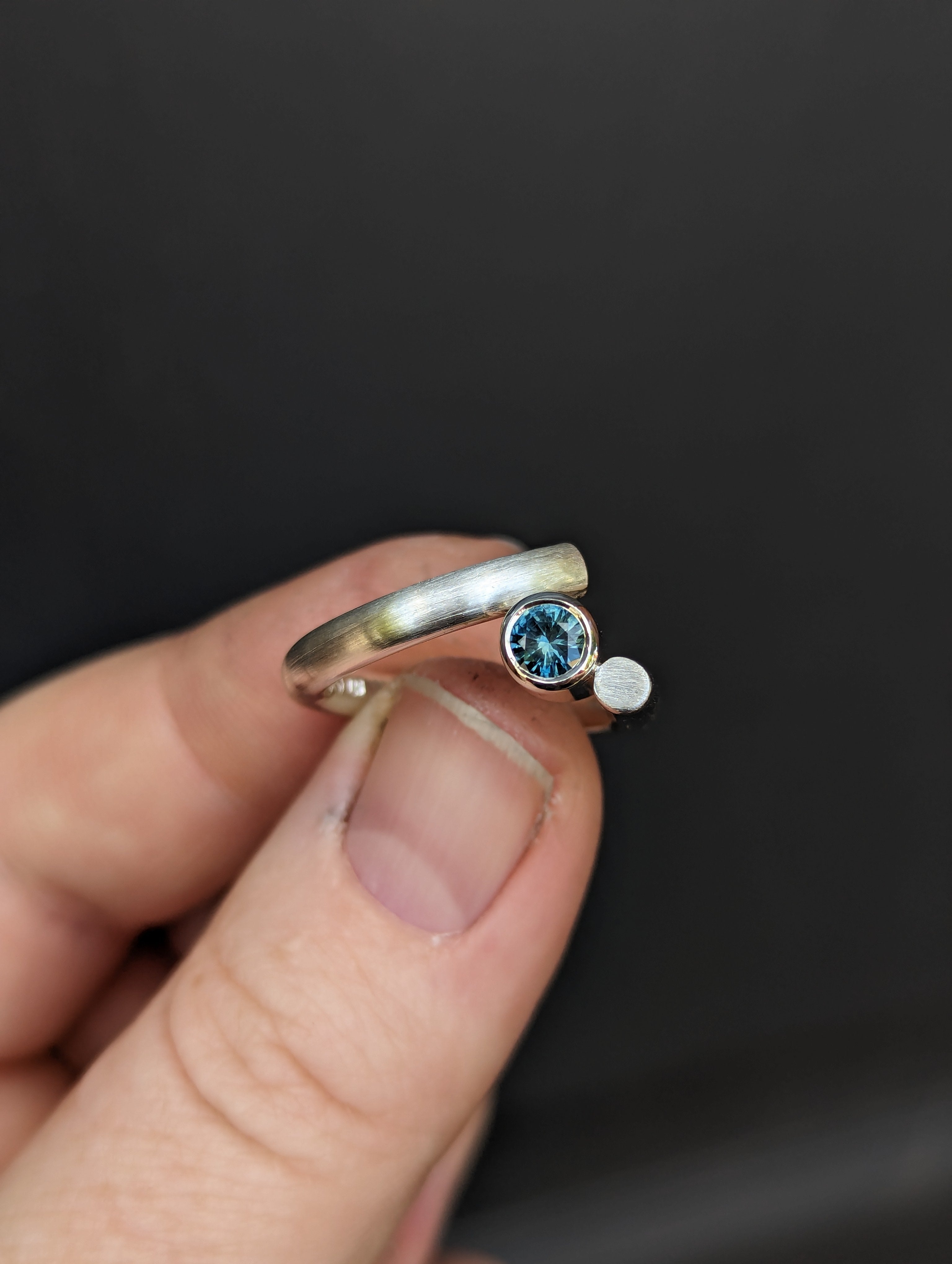 handmade blue Australian sapphire loop ring | engagement ring | dress ring