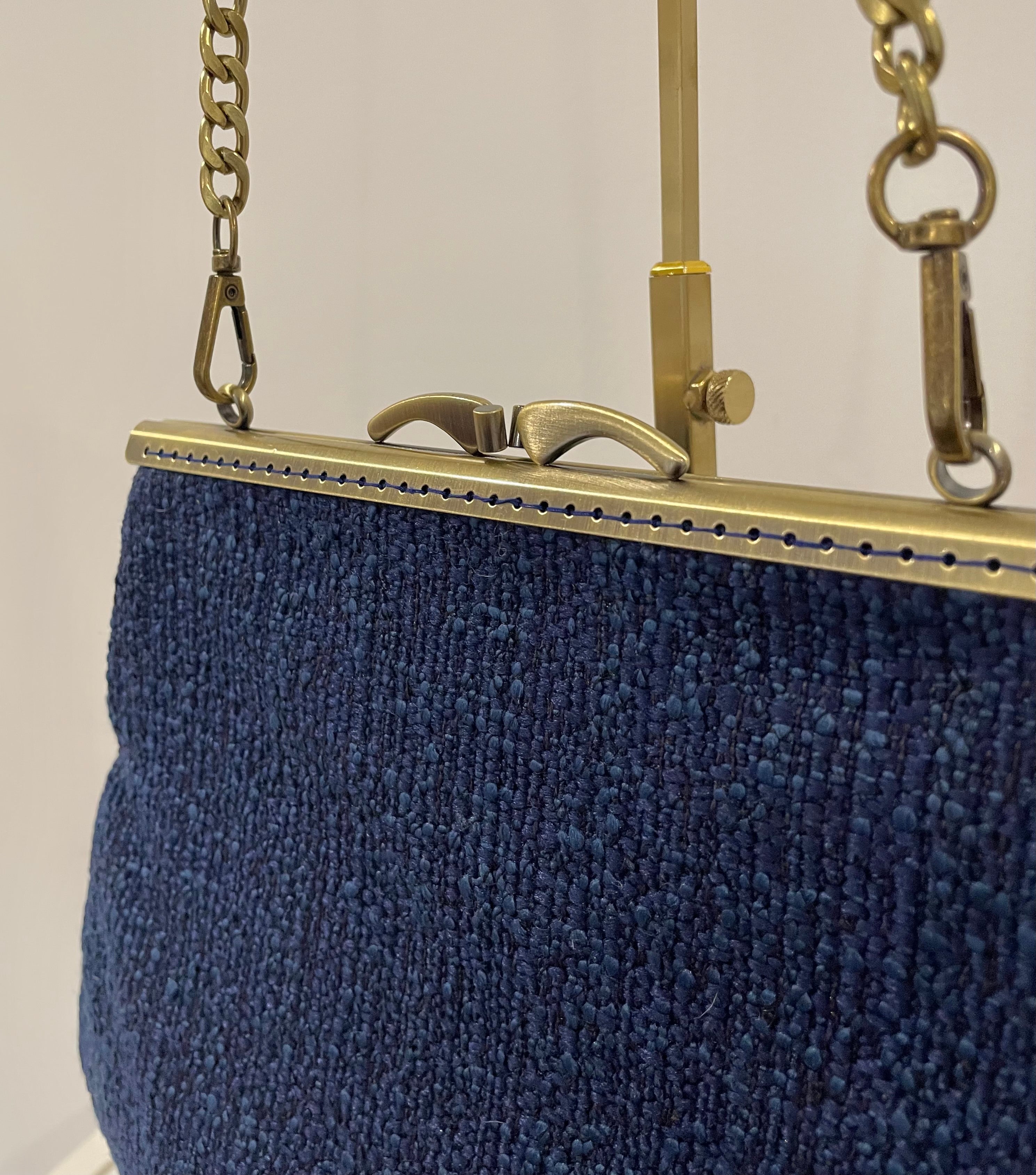 Handmade Art Deco Style Blue Tapestry Handbag