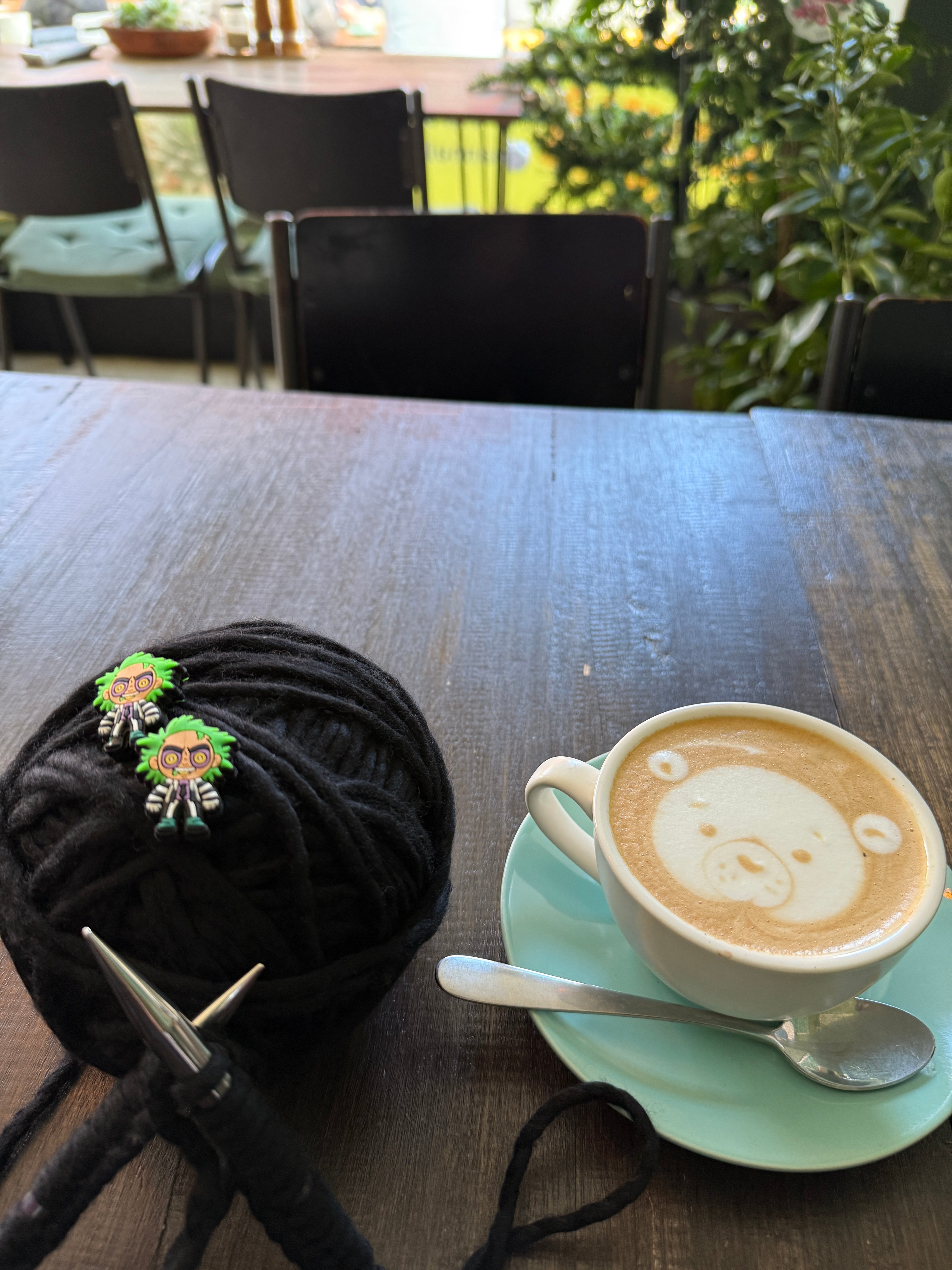 Hand knitted black merino beanie, chunky winter PomPom beanie