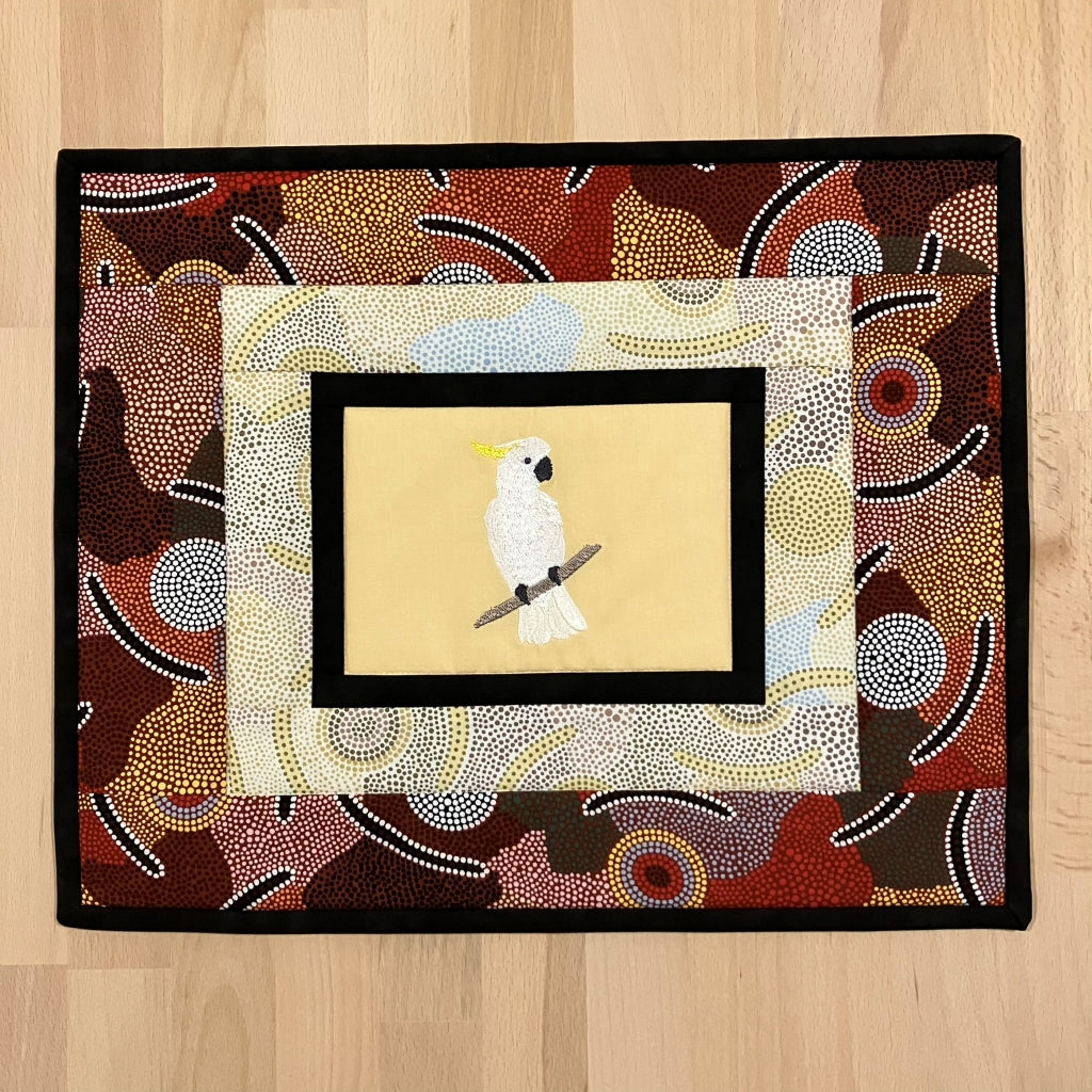 handmade Australian native quilted - sulphur crested cockatoo