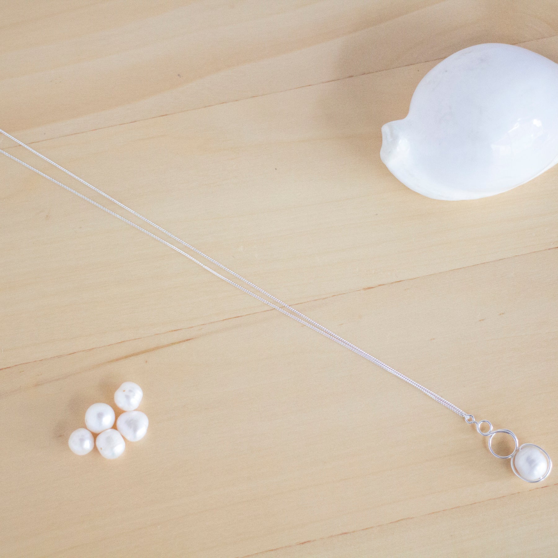 Sterling Silver Baroque Pearl Loop Pendant Necklace | Luxury Jewellery Gift Idea