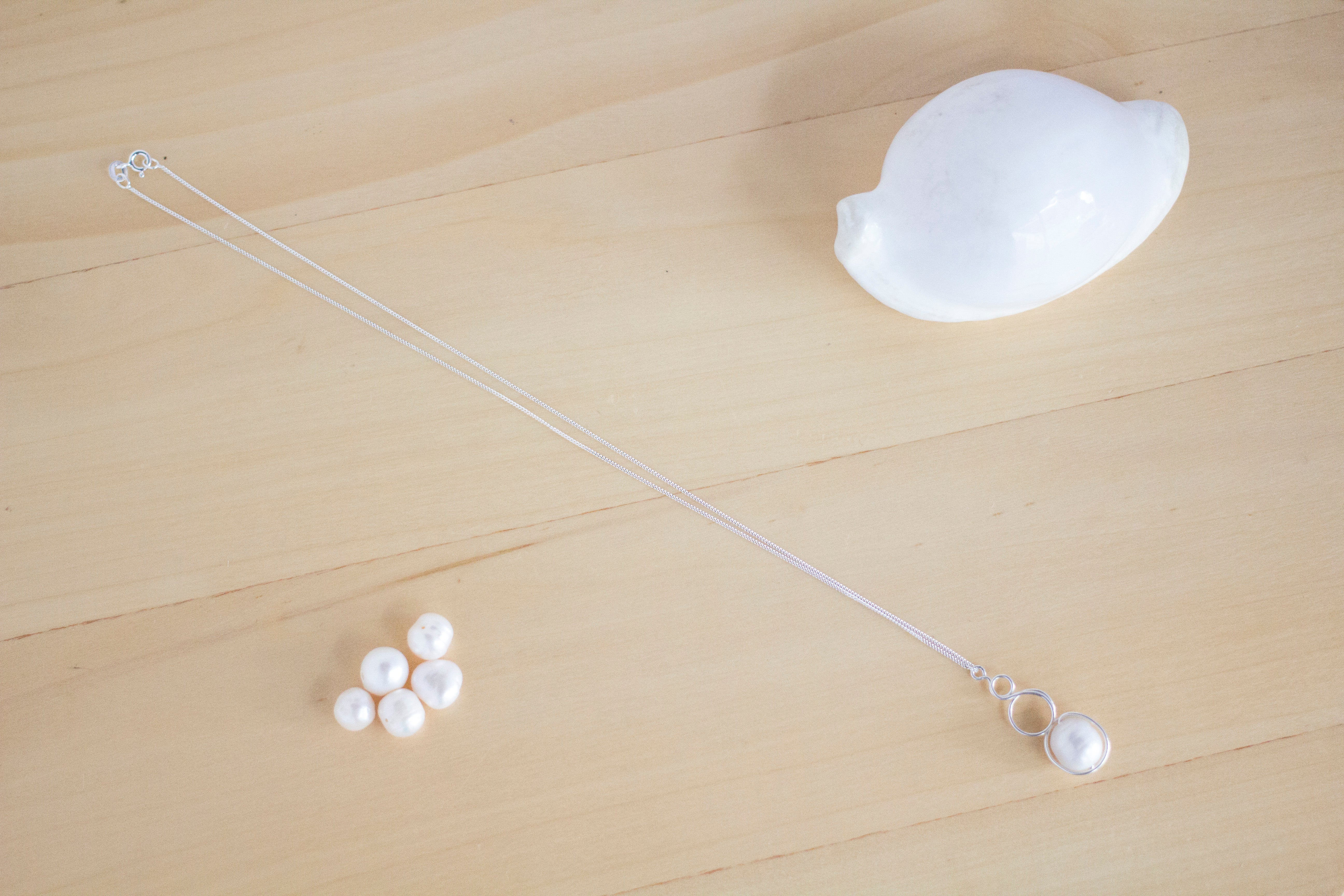 Sterling Silver Baroque Pearl Loop Pendant Necklace | Luxury Jewellery Gift Idea