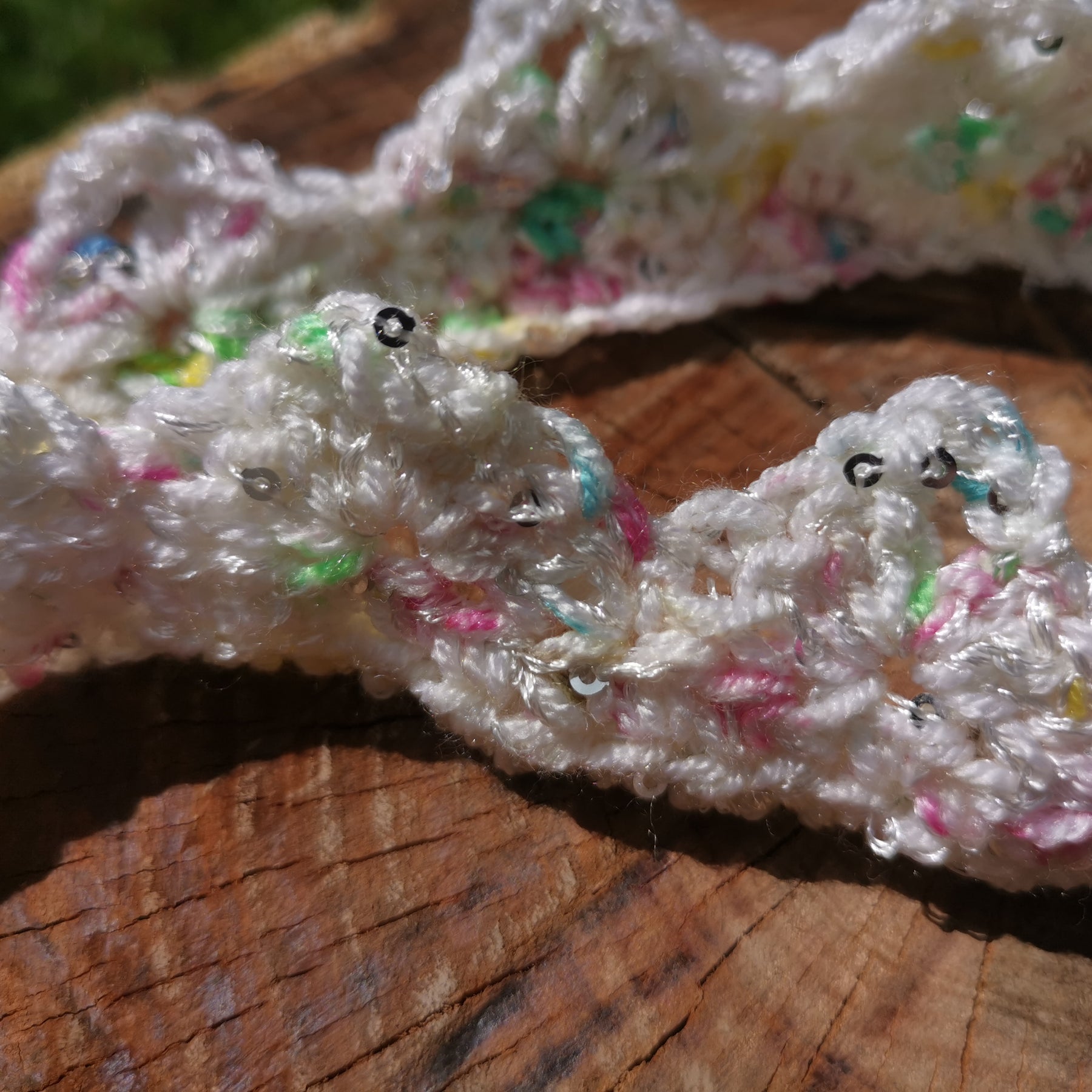 Multicolour Sparkle Crochet Crown Headband