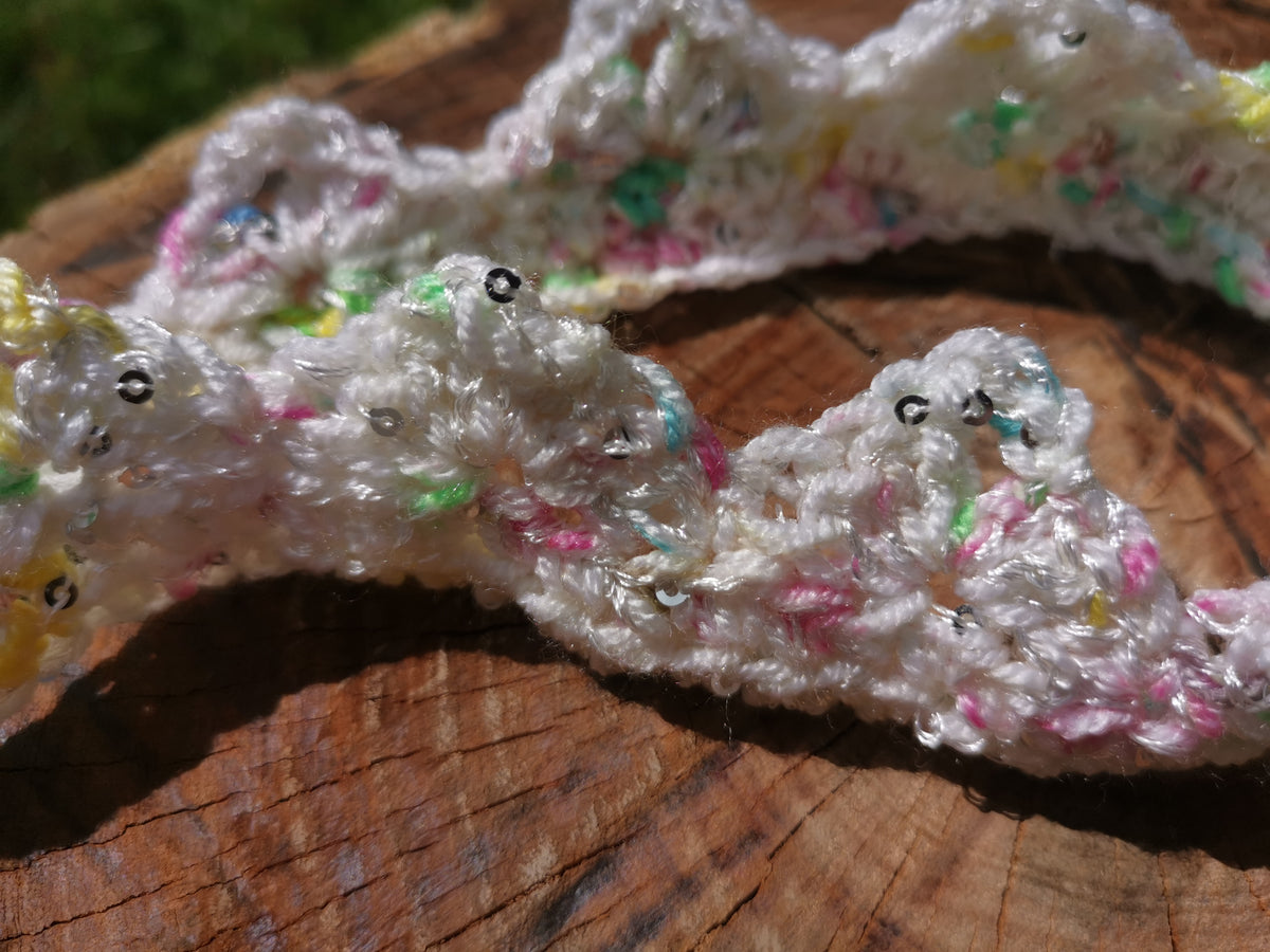 Multicolour Sparkle Crochet Crown Headband