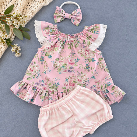 SIZE 000 Pink Floral Baby Girl Seaside Outfit