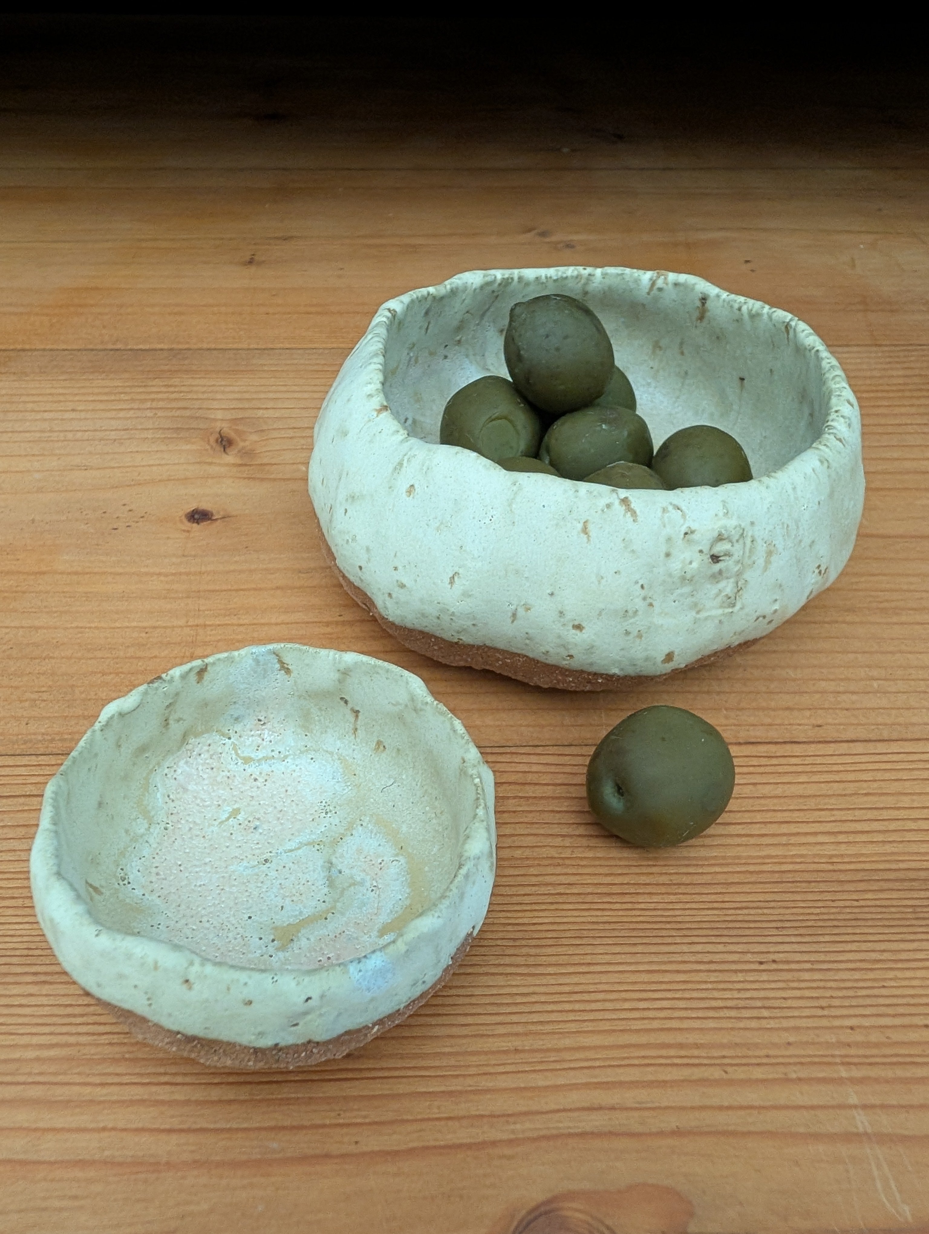 Set of 2 Small Handmade Ceramic Dishes - Earthy Wabi-Sabi Stoneware