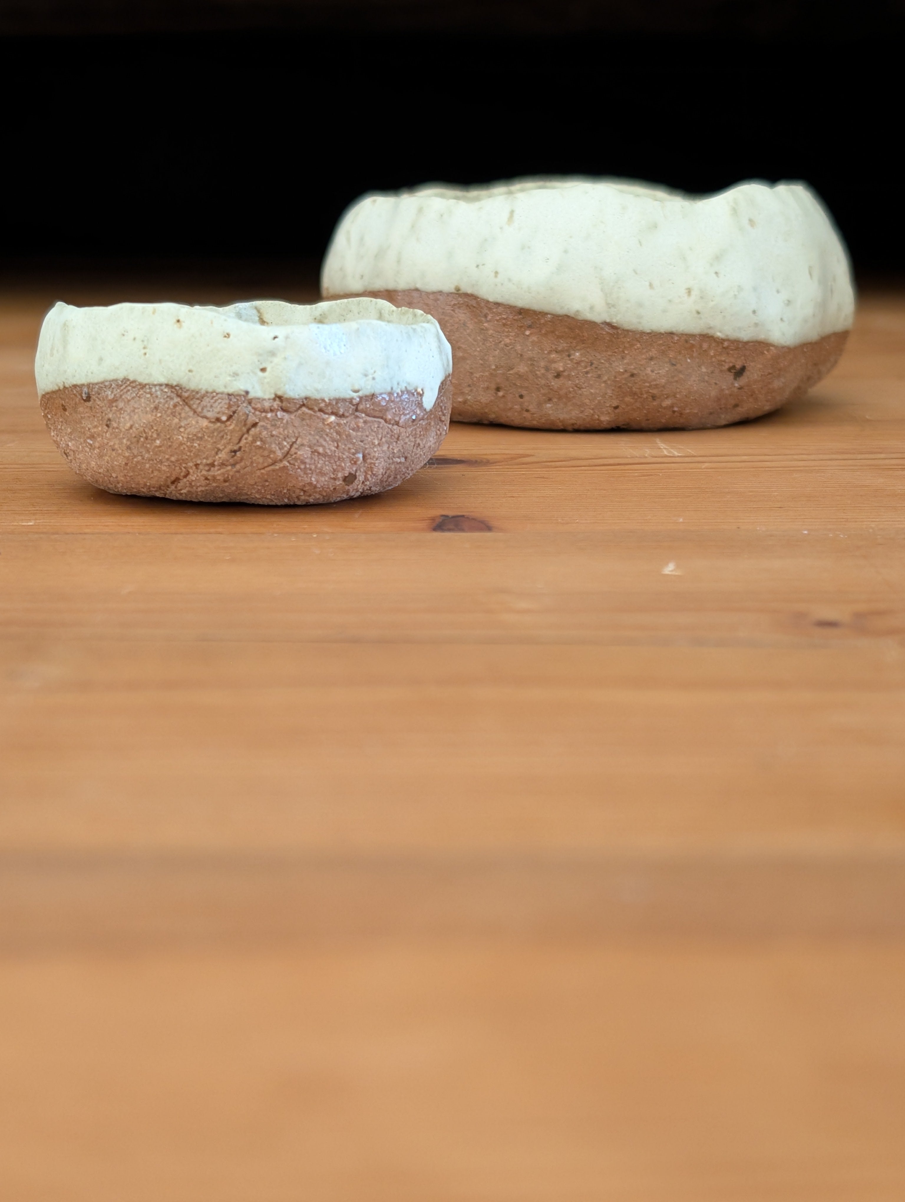 Set of 2 Small Handmade Ceramic Dishes - Earthy Wabi-Sabi Stoneware