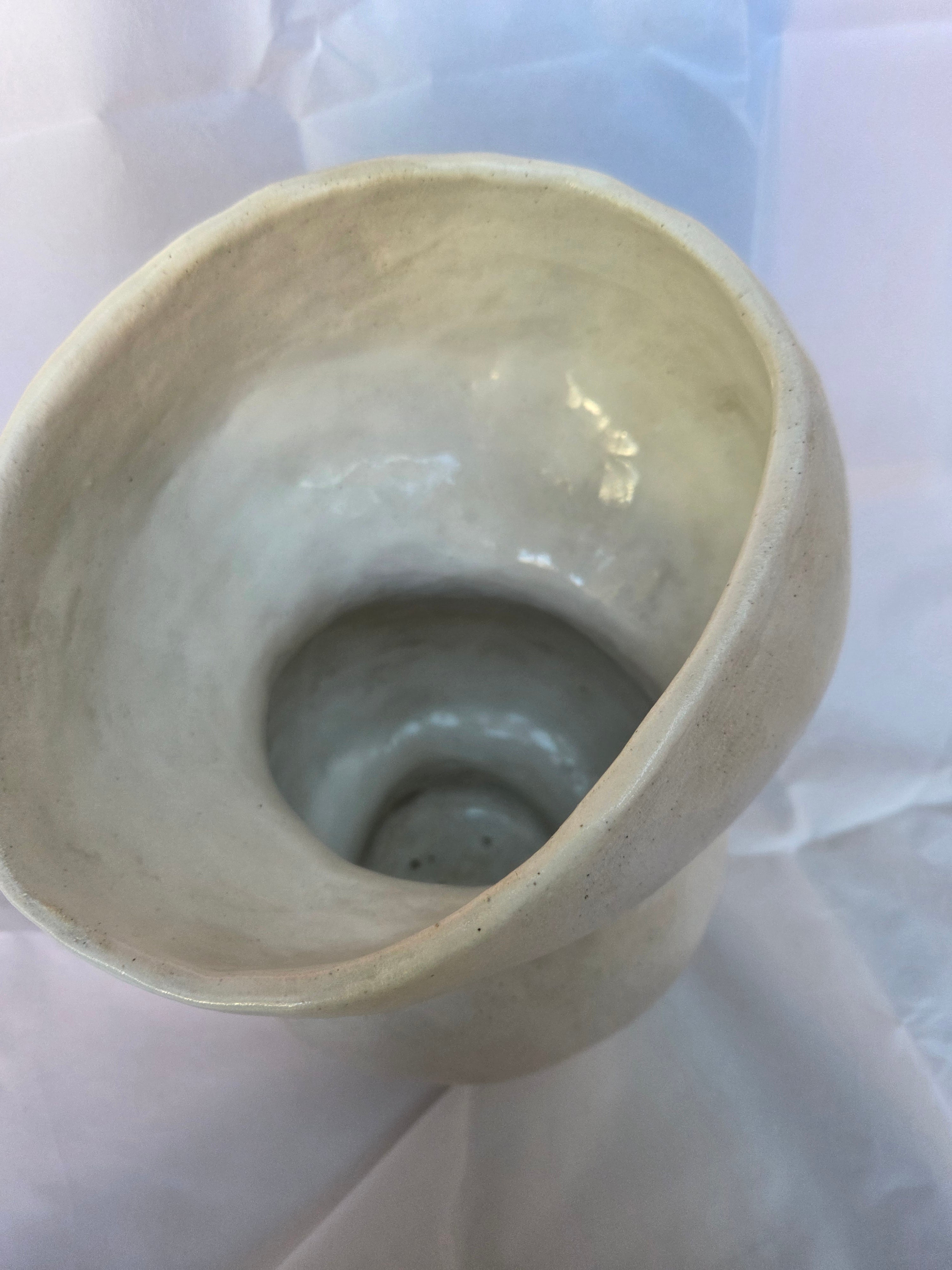 Hand made ceramic Vase. Coil hand built in white stoneware. Waterproof