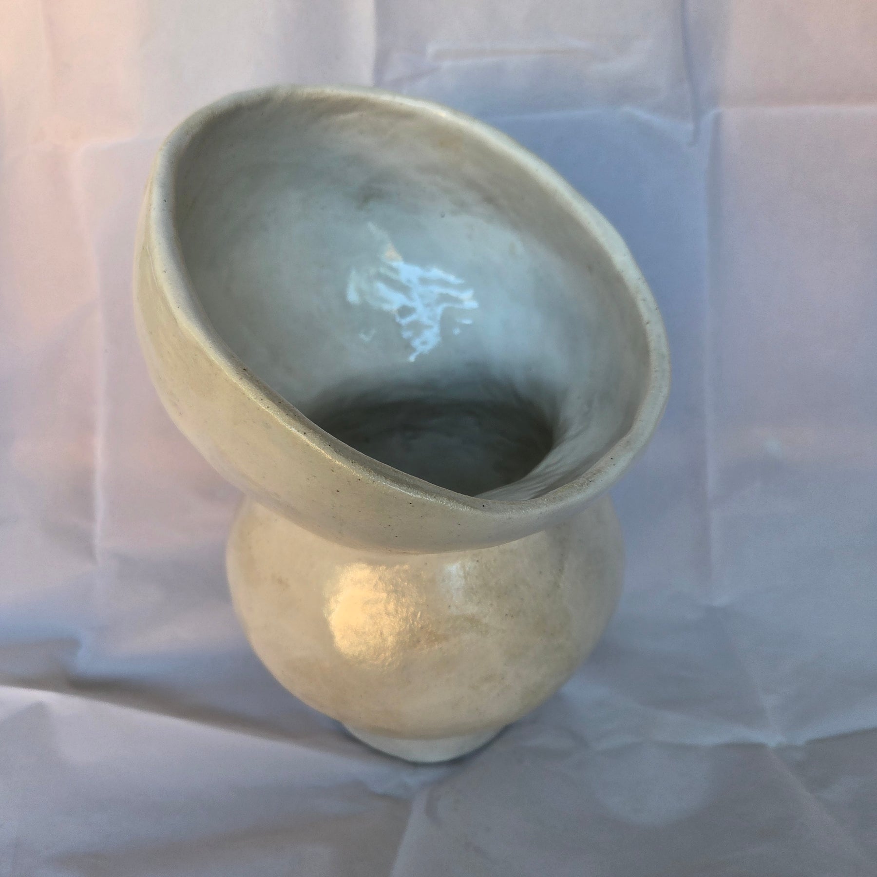 Hand made ceramic Vase. Coil hand built in white stoneware. Waterproof