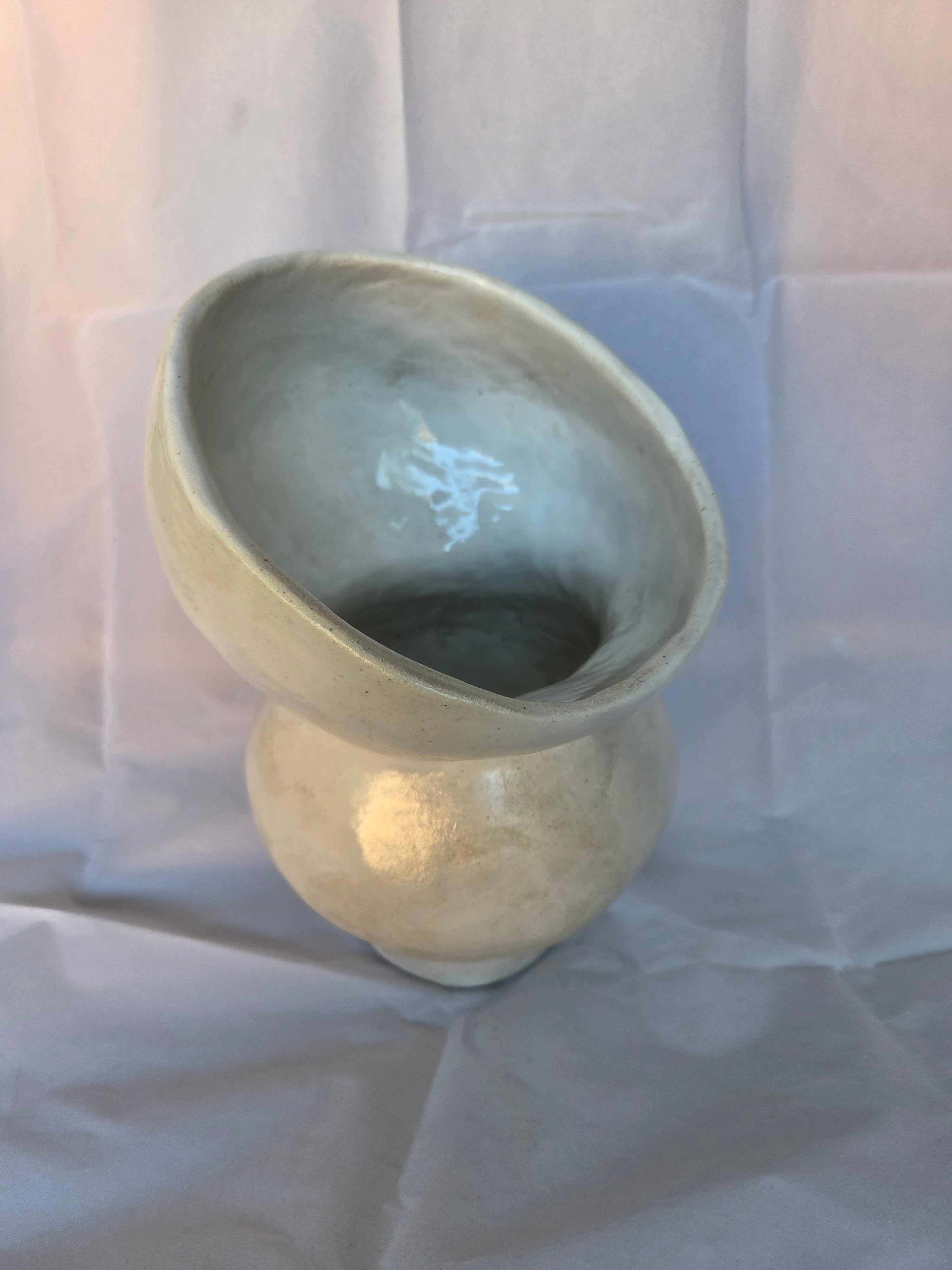 Hand made ceramic Vase. Coil hand built in white stoneware. Waterproof