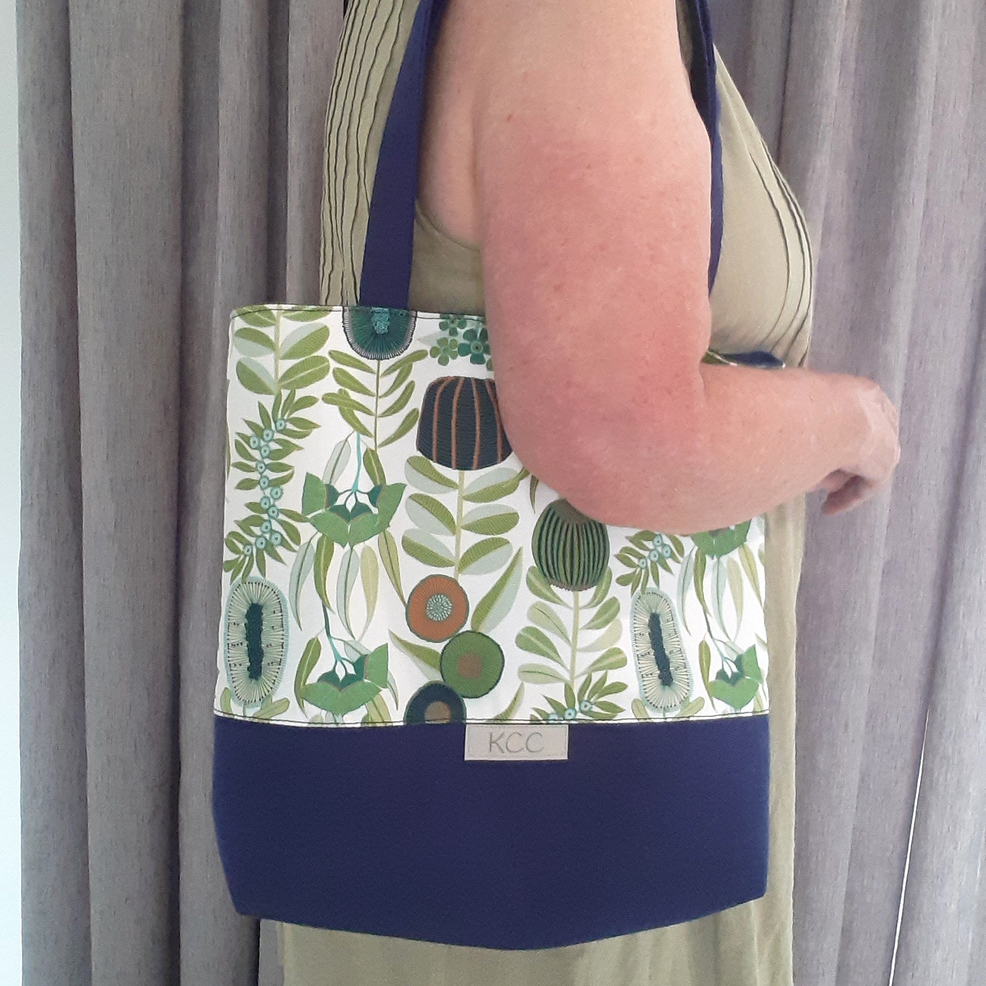 Natives in Blue & Green - Medium Sized Tote Bag