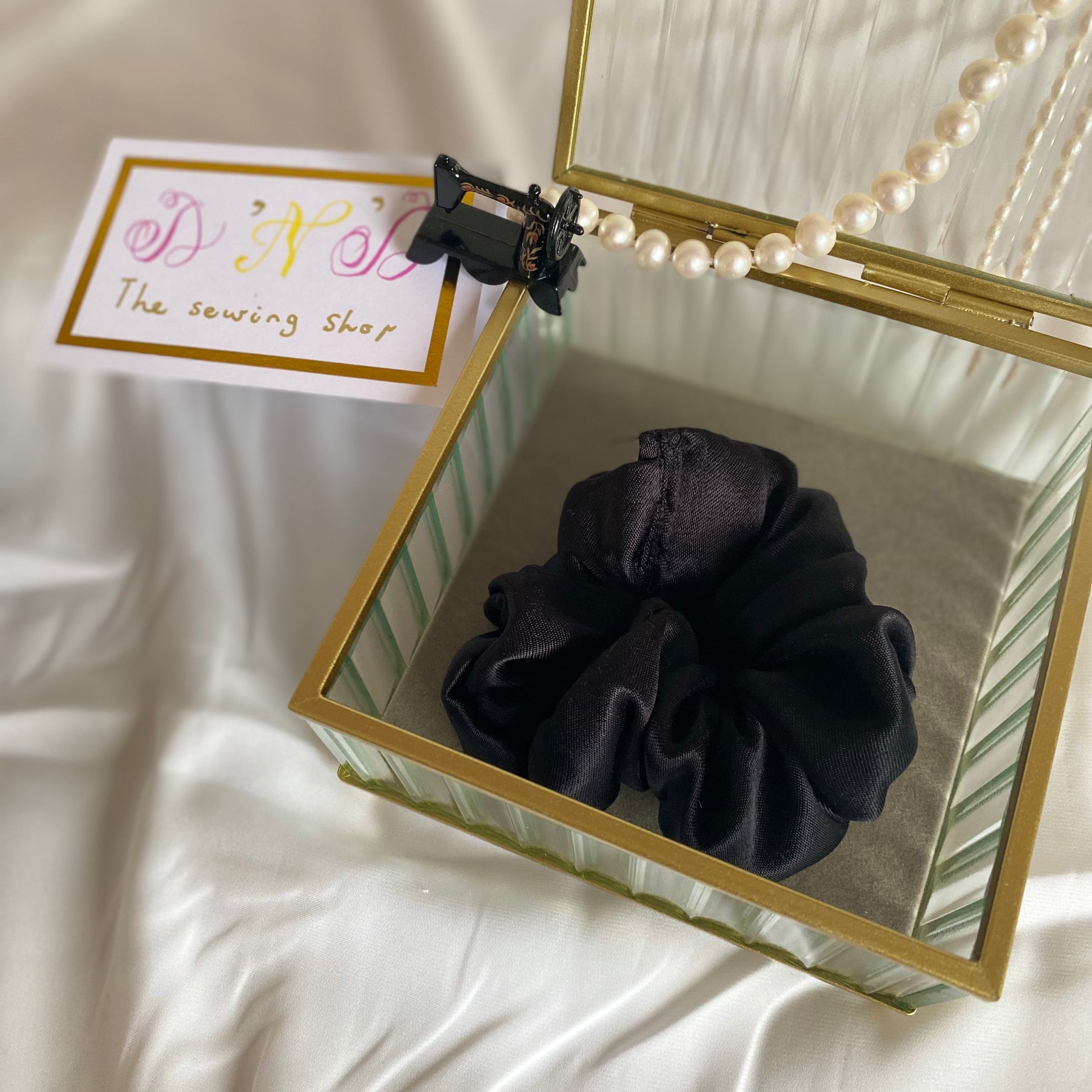 Handmade Satin Scrunchies – Elegant Neutral & Classic Colours Set of 4