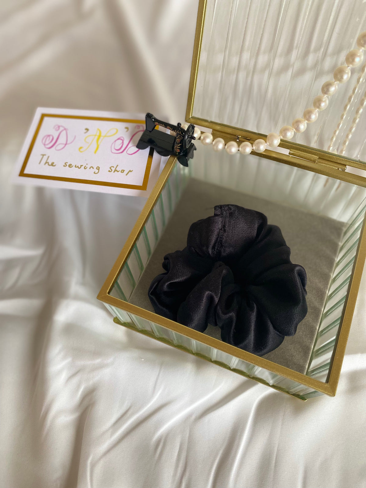 Handmade Satin Scrunchies – Elegant Neutral & Classic Colours Set of 4