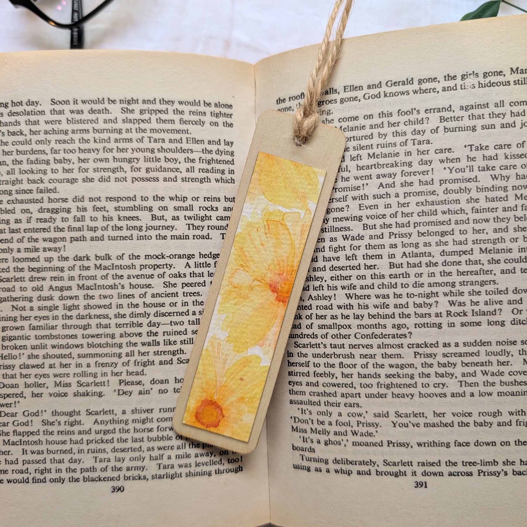Hand-Painted Floral Wooden Bookmark | Original Watercolour Cosmos Flower | Gift for Book Lovers