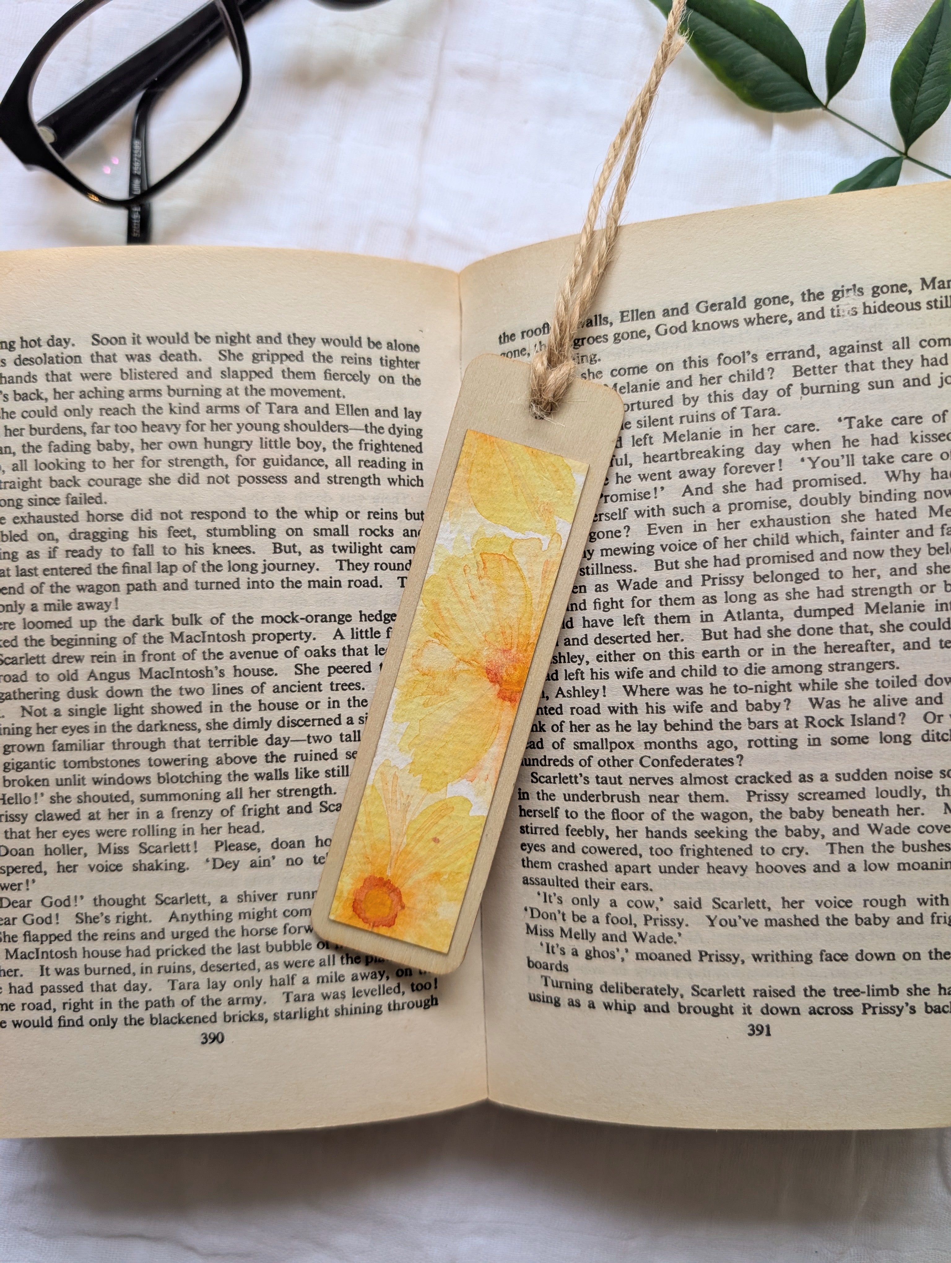 Hand-Painted Floral Wooden Bookmark | Original Watercolour Cosmos Flower | Gift for Book Lovers