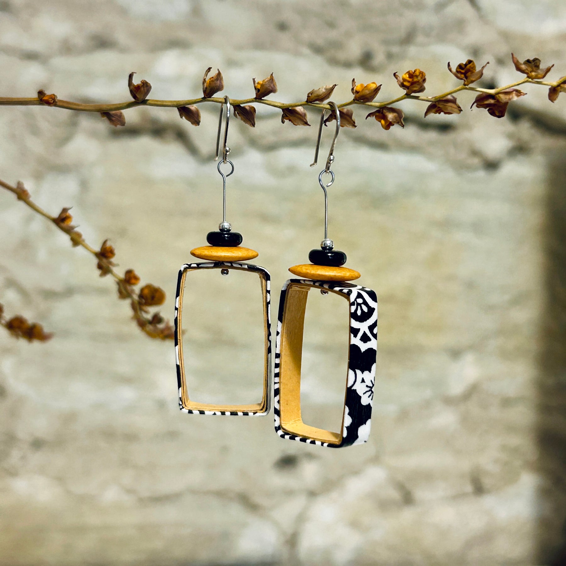 Earrings Aqua or Yellow Black White - EC-624 EC-621