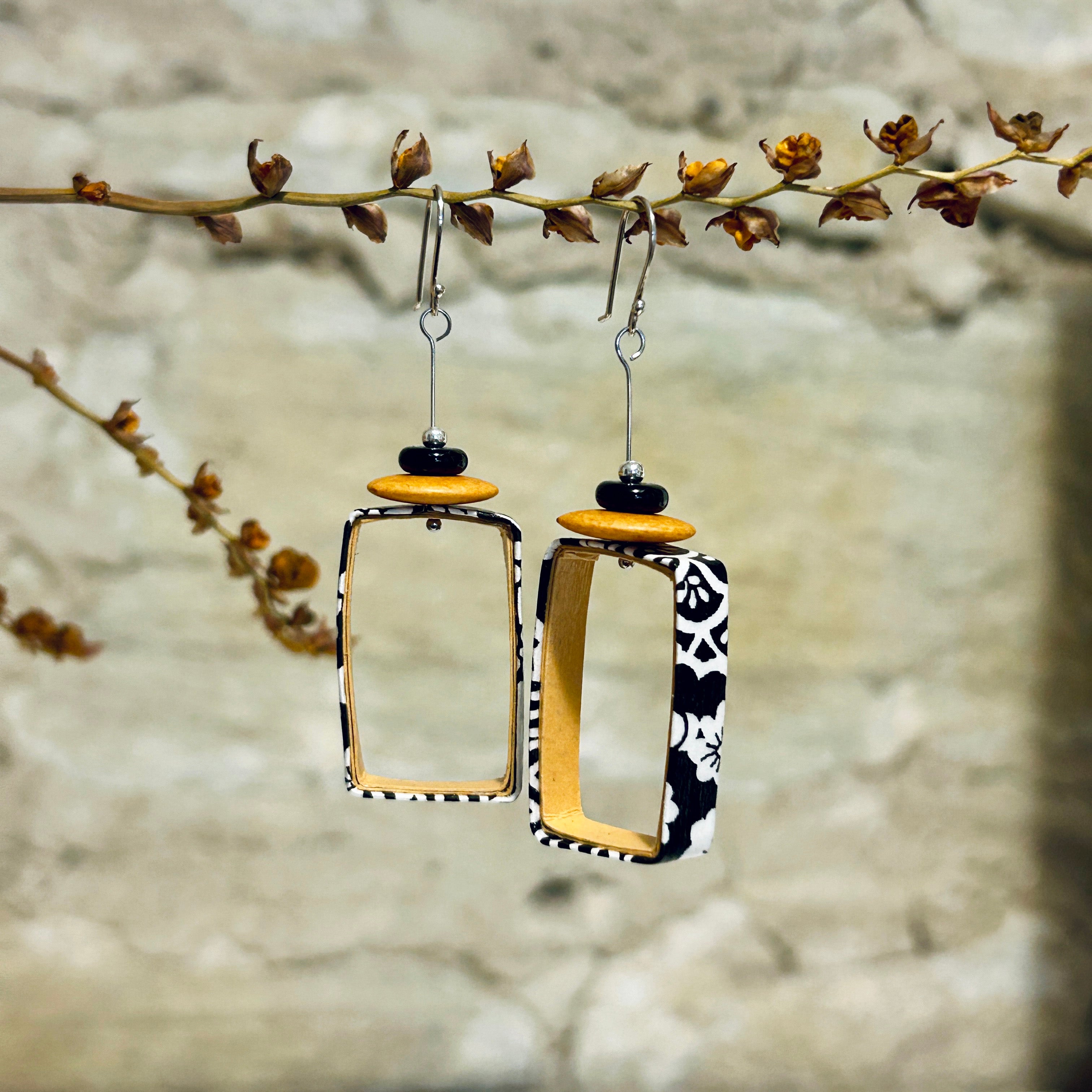 Earrings Aqua or Yellow Black White - EC-624 EC-621