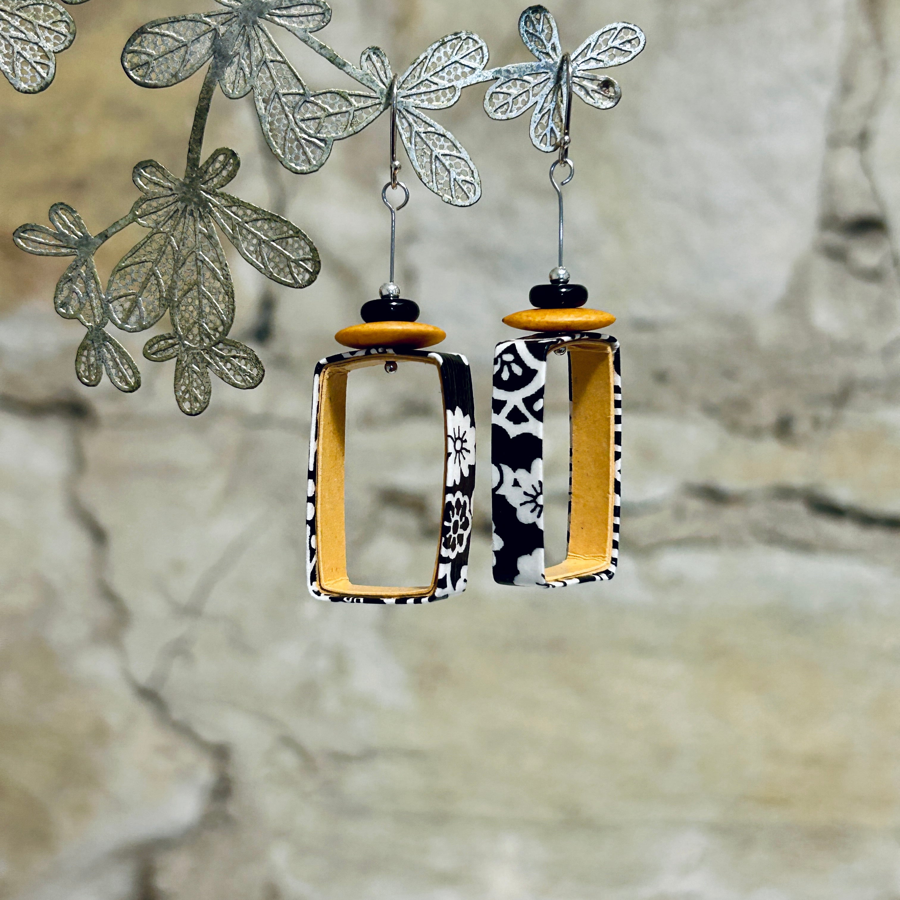Earrings Aqua or Yellow Black White - EC-624 EC-621