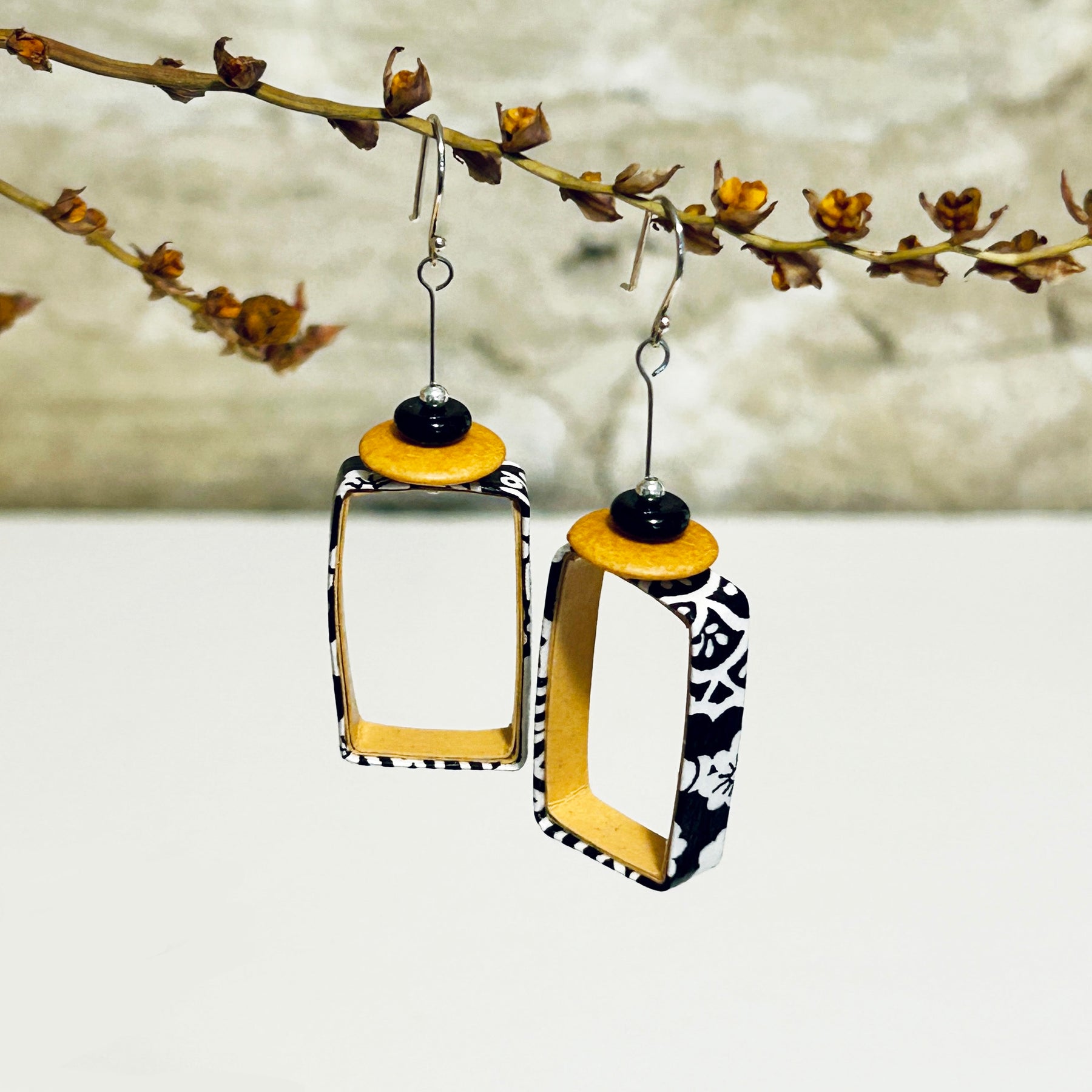 Earrings Aqua or Yellow Black White - EC-624 EC-621
