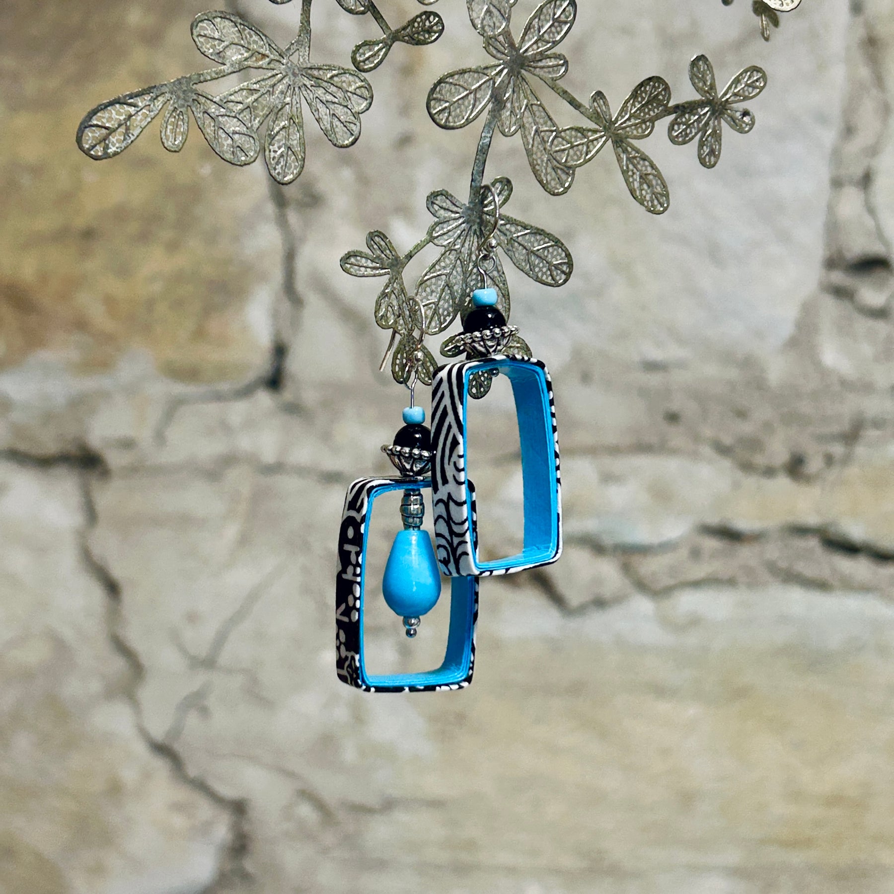 Earrings Aqua or Yellow Black White - EC-624 EC-621