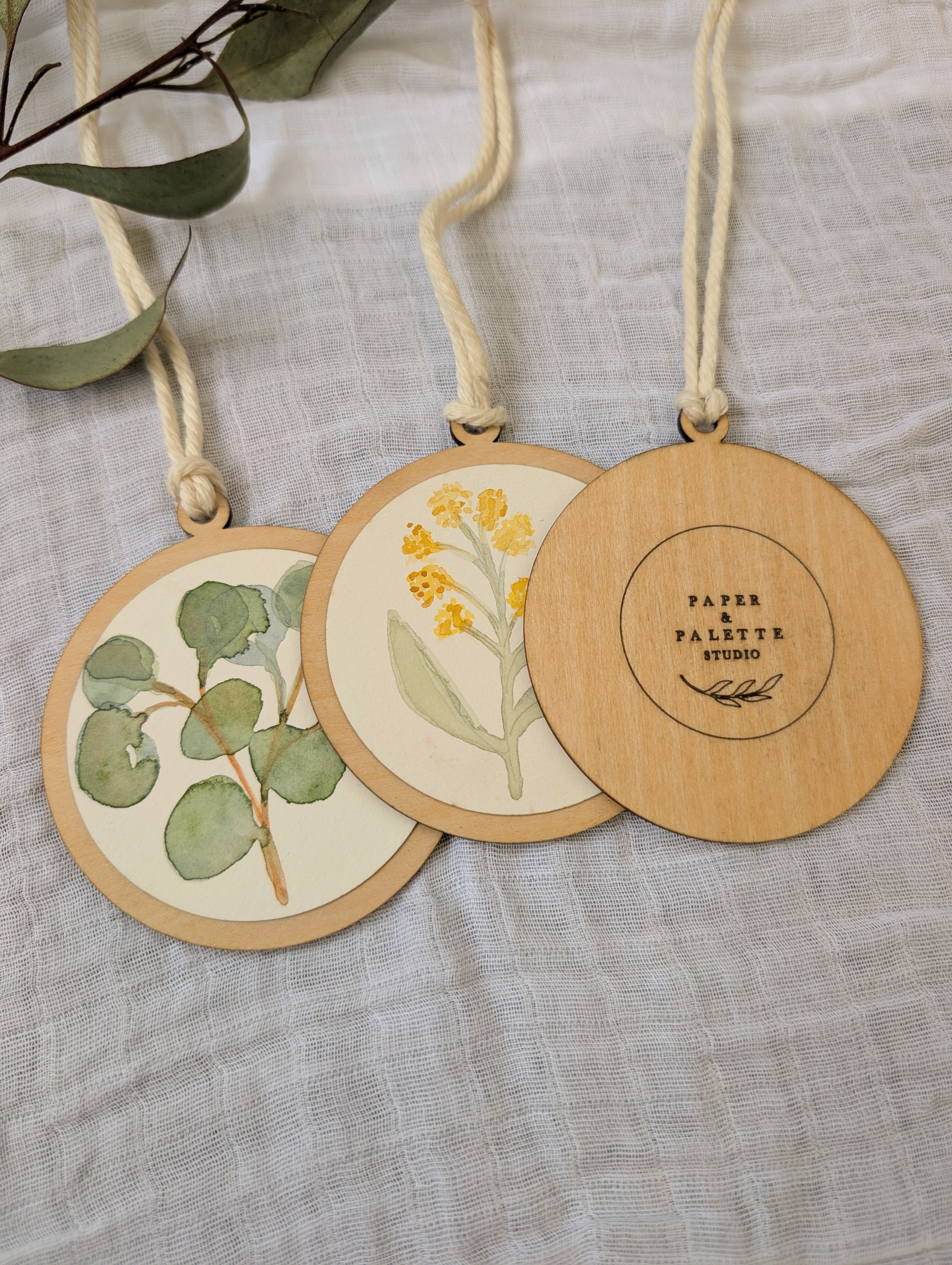 Set of 3 Hand-Painted Australian Native Christmas Decorations