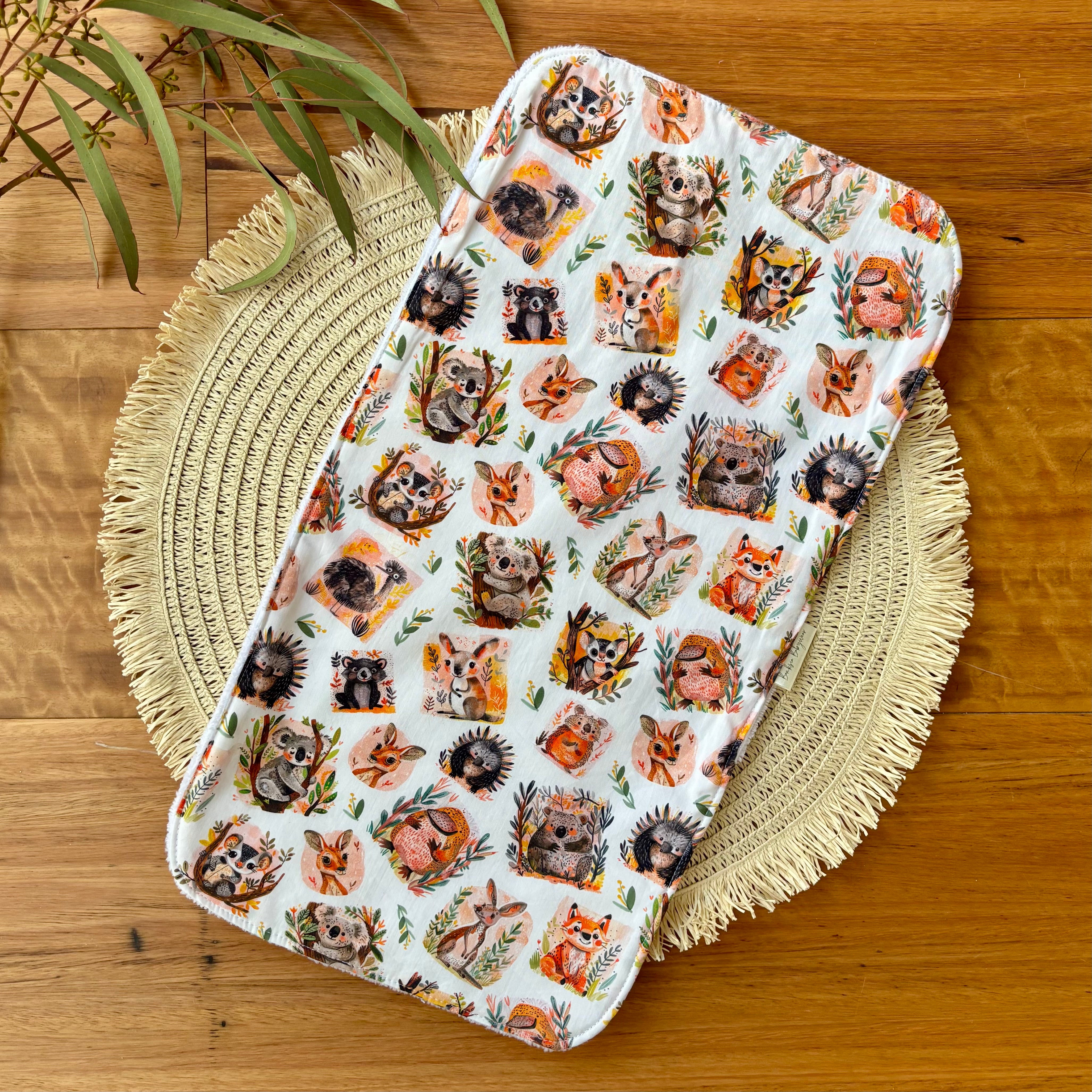 Baby Bib and Burp Cloth Set | Aussie Animal Mix | Ready to Ship