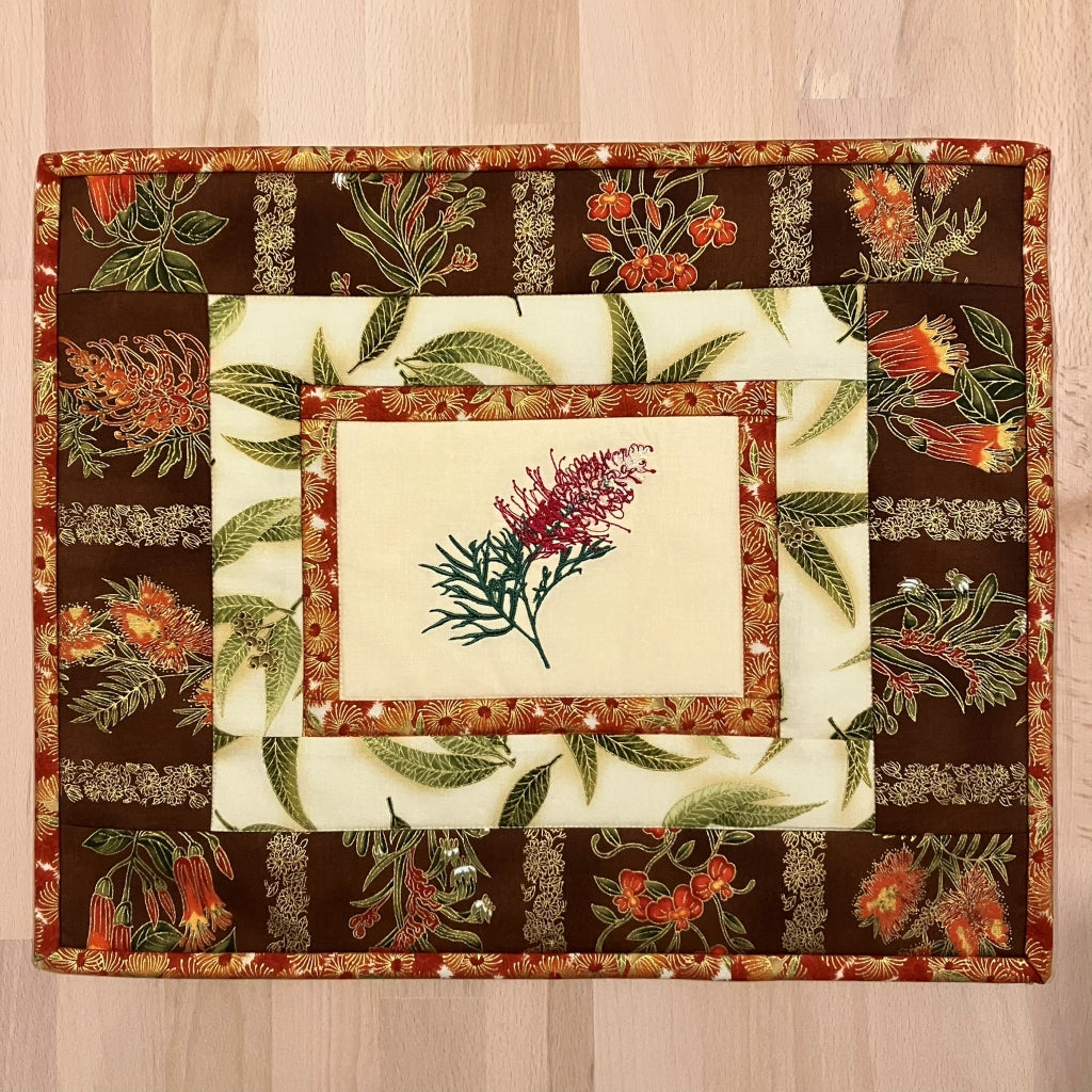 handmade Australian native quilted - grevillea