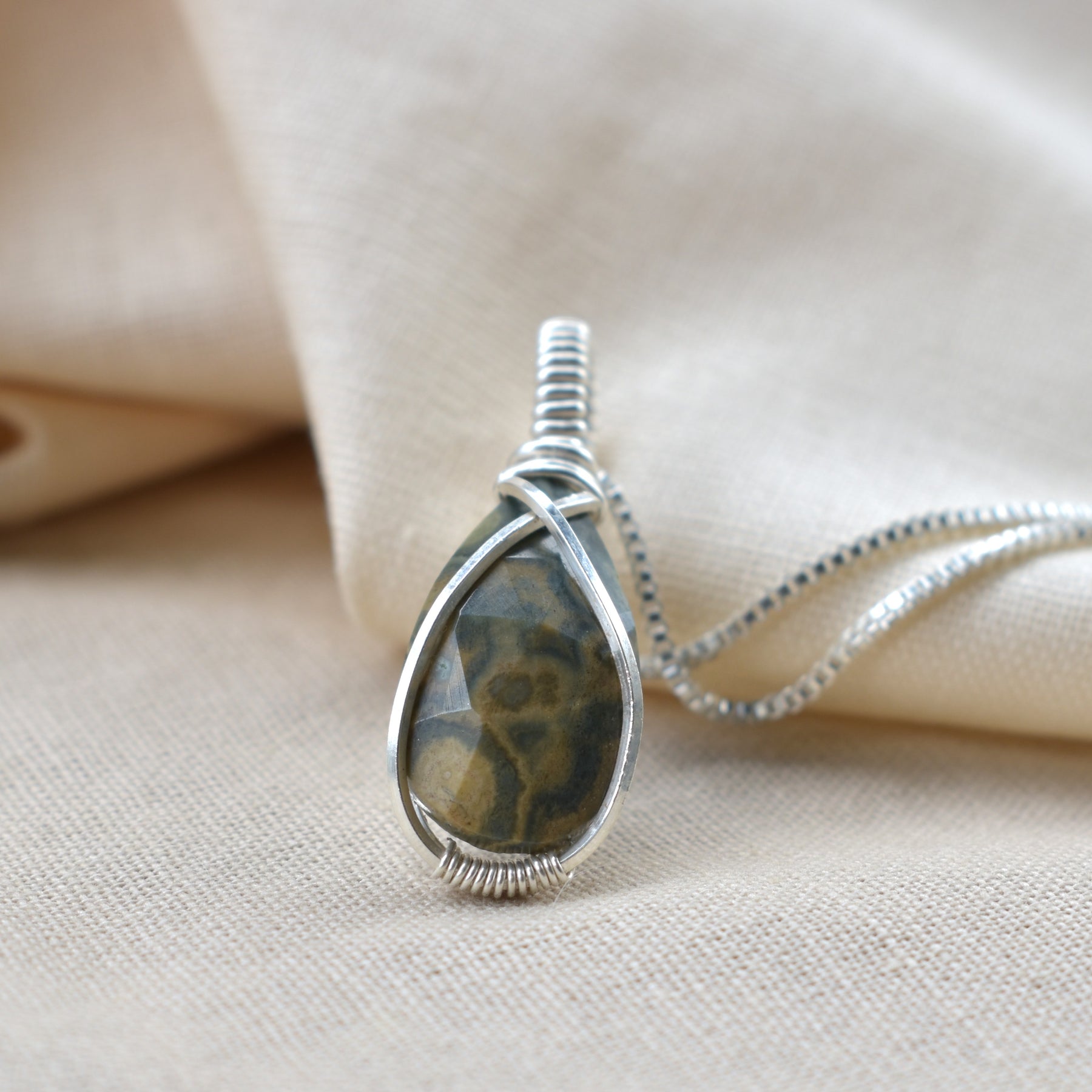 Sea Garden - Ocean Jasper Talisman Pendant in Silver