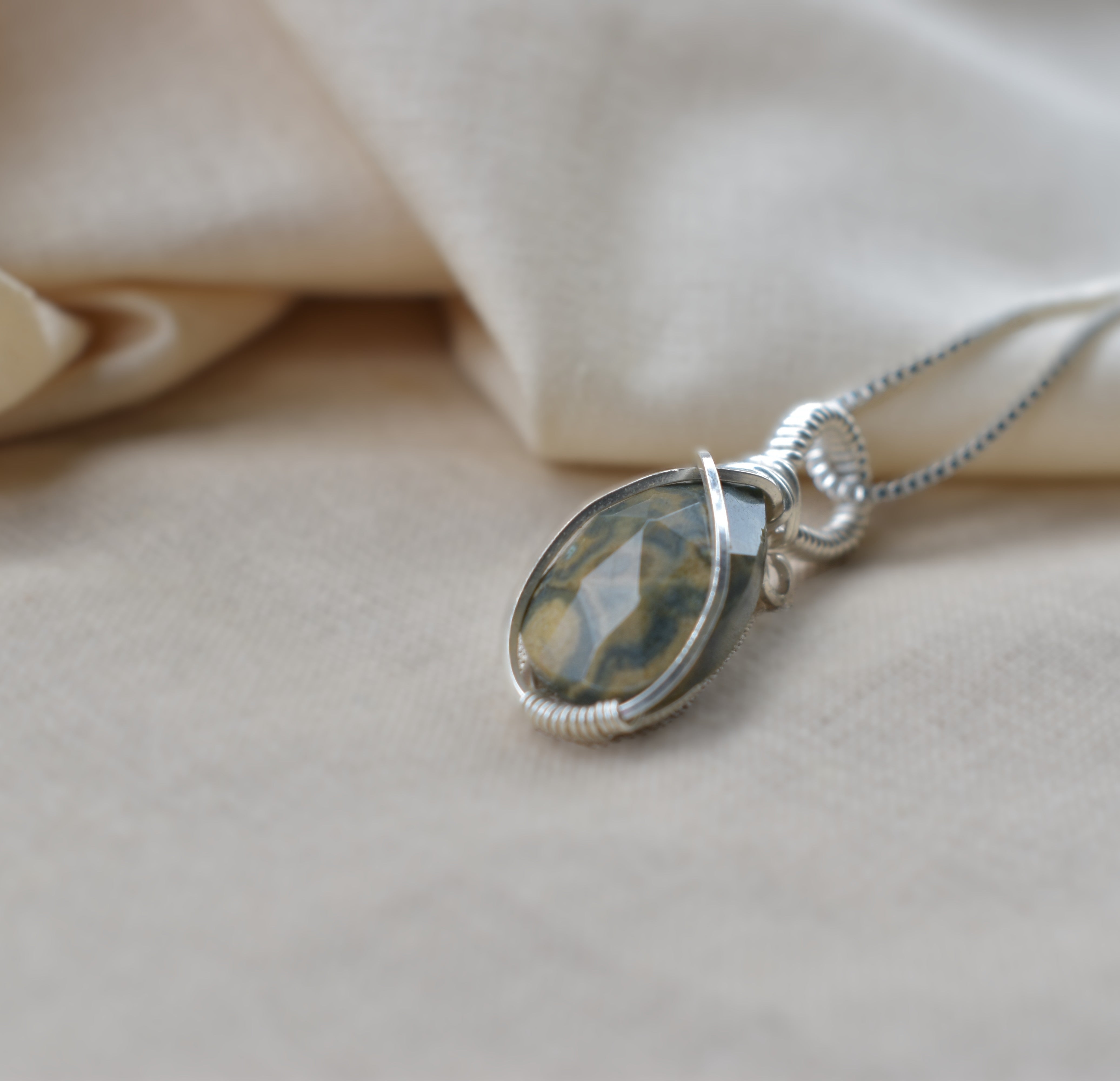Sea Garden - Ocean Jasper Talisman Pendant in Silver