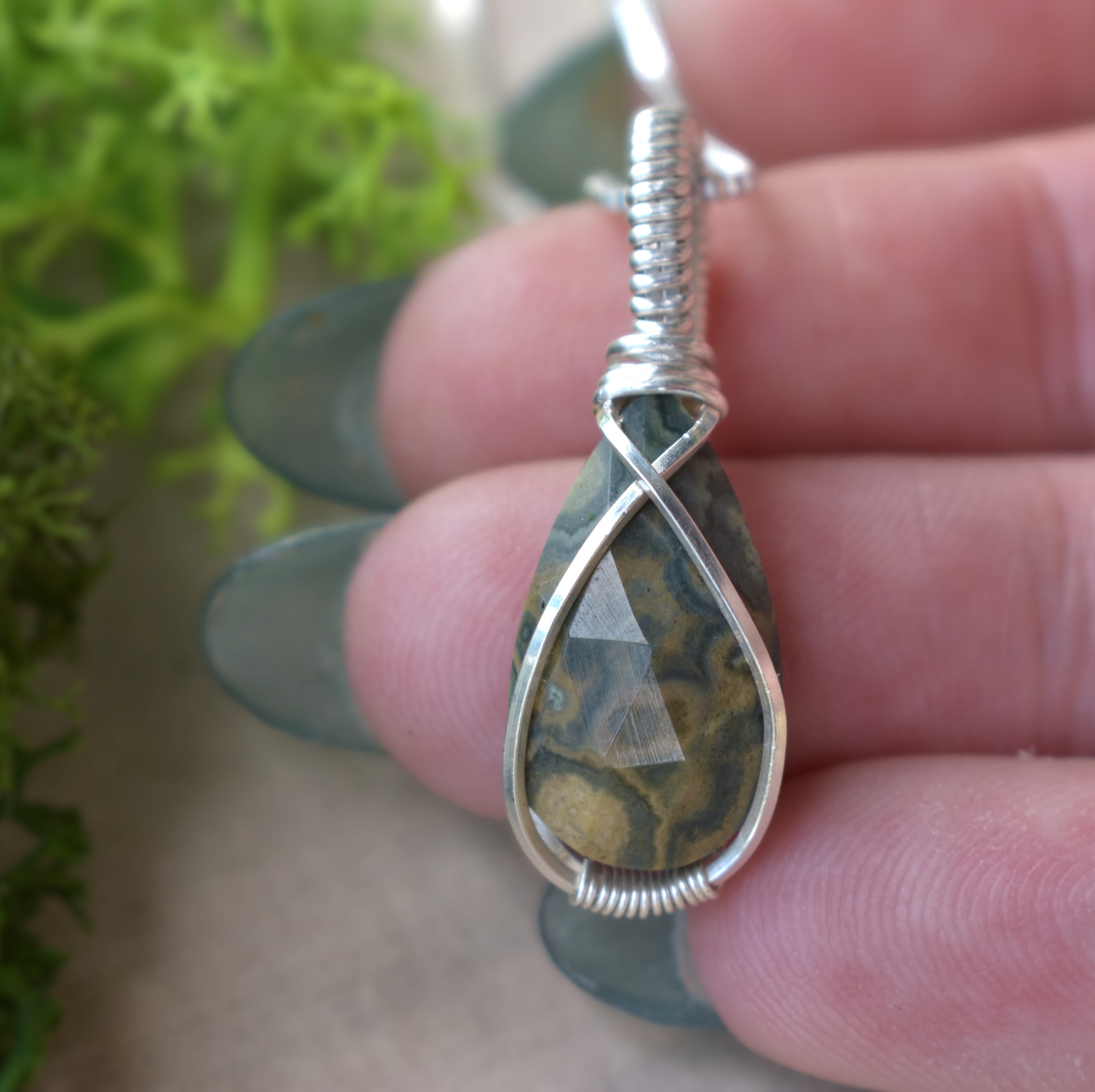 Sea Garden - Ocean Jasper Talisman Pendant in Silver