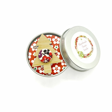 Kimono Christmas Tree Brooch with Gift Tin