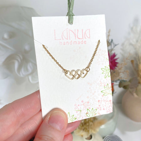 Chain of Hearts gold necklace | gold-plated or 14k gold-filled | Keepsake | Mothers Day or Anniversary gift