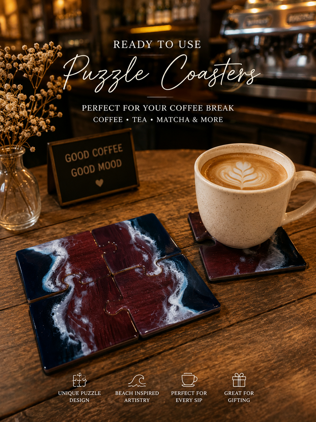 Coasters | wooden coasters | beach coasters | gift | gifts for her | home decor | gift ideas | dining room decor | wedding gifts | handmade