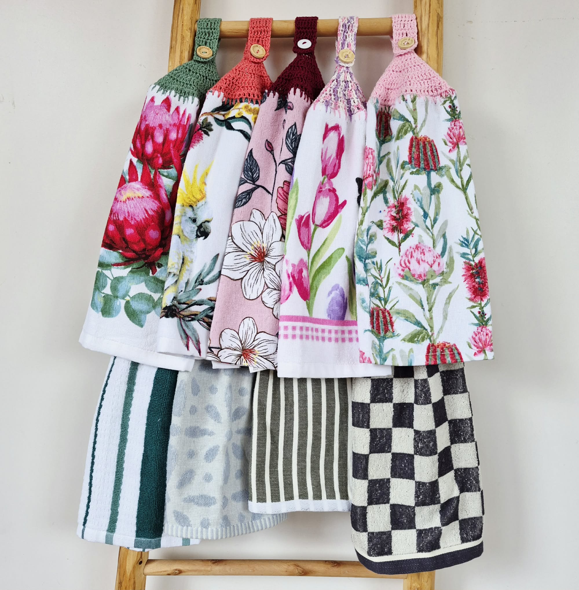 Kitchen Hand Towel | Hanging | Cotton | SINGLE LAYER - 9 Styles - 28-36