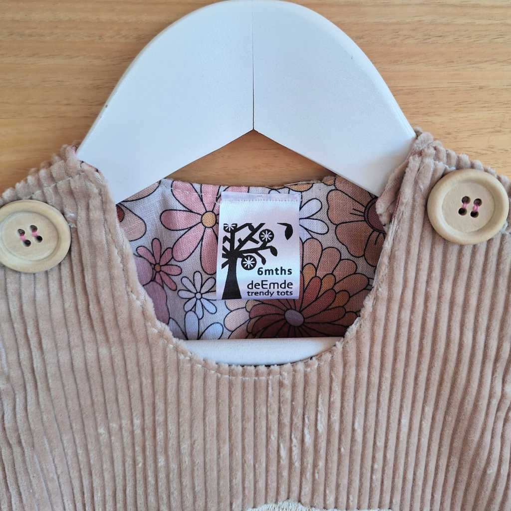 Handmade Baby Girls Beige Pinafore Dress | Size 6-9 Months