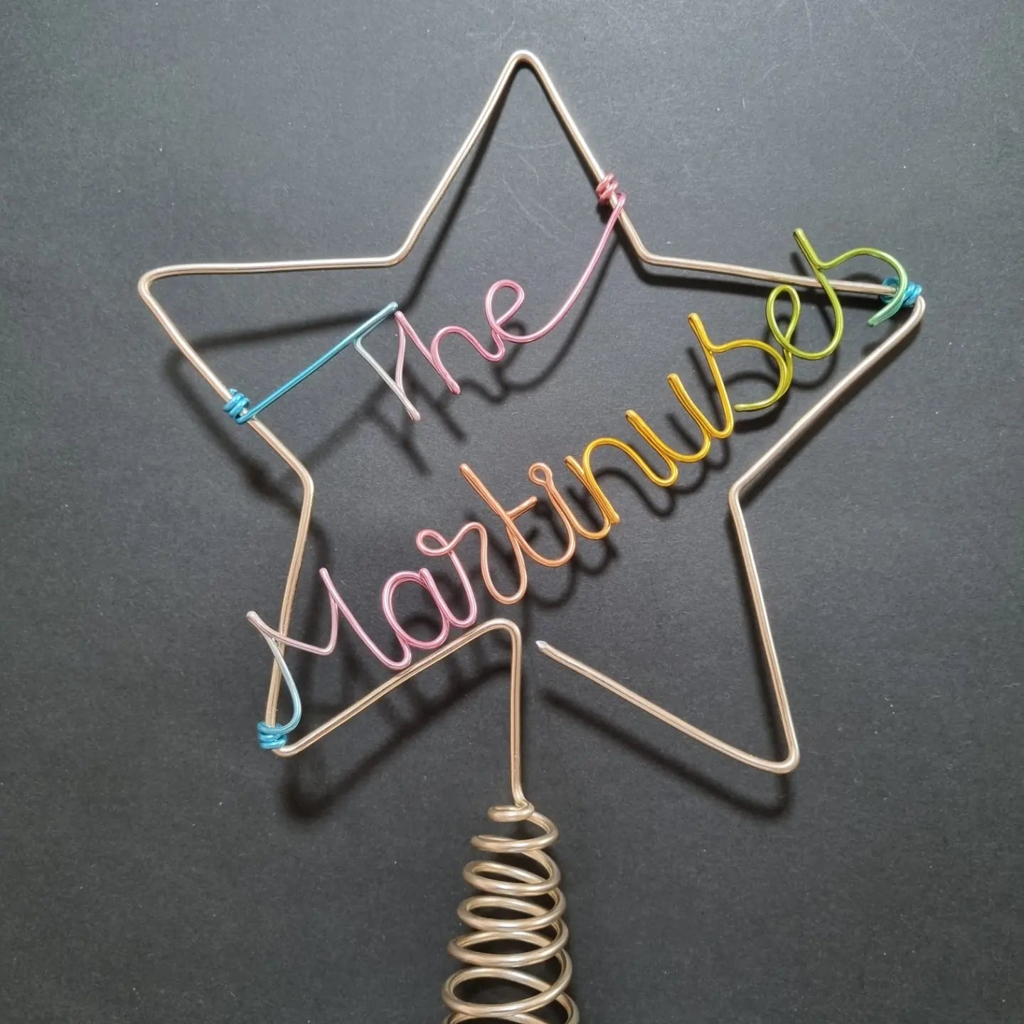 Personalised Christmas Tree Topper | Custom Wire Star Family Name Topper | Xmas Tree Star Decoration | Custom Colour Wire Art | Family Name Gift | New Home First Christmas