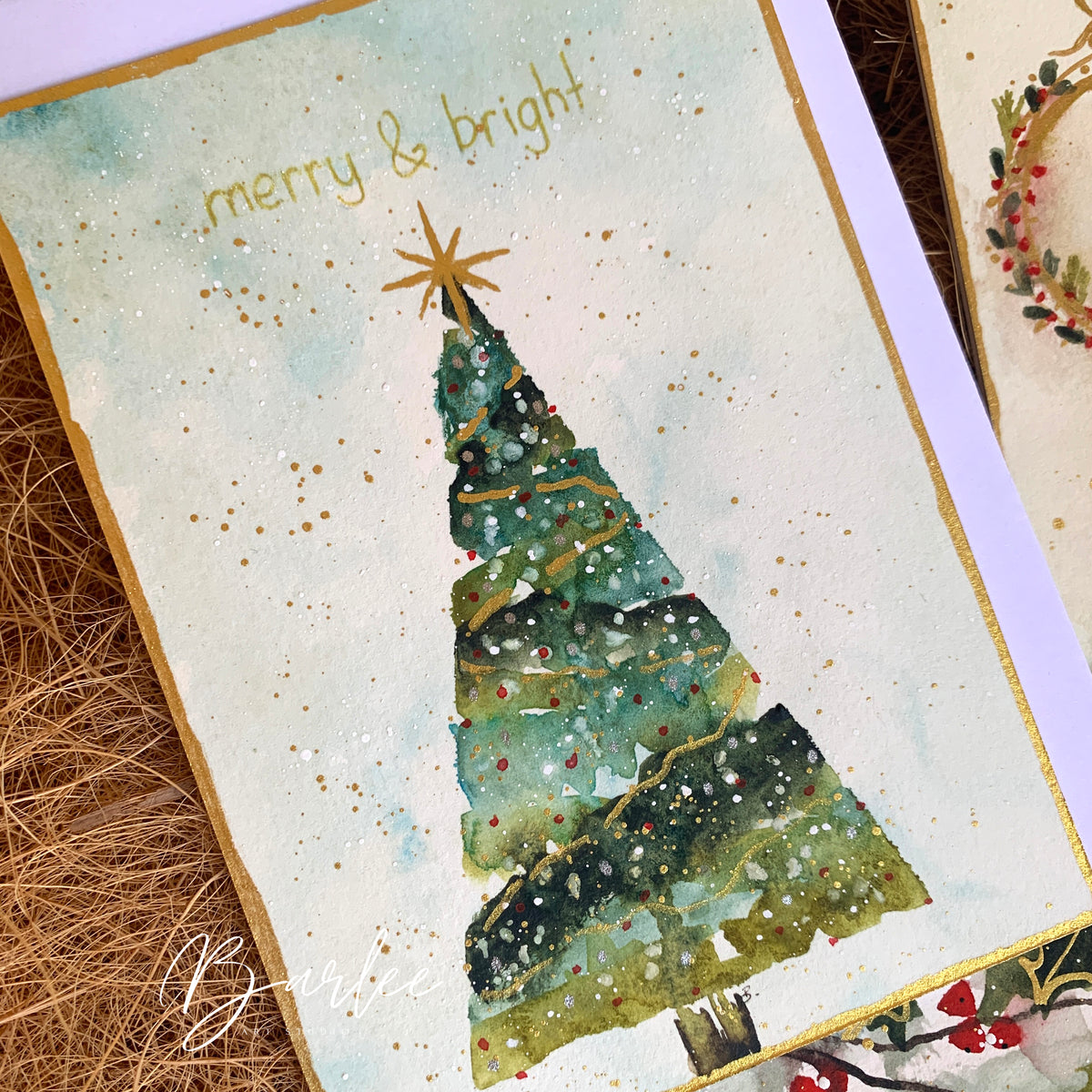 Set of 3 Hand-Painted Christmas Cards - One-of-a-Kind.
