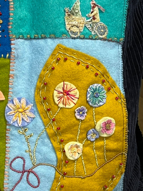 Handmade and hand embroidered cushion