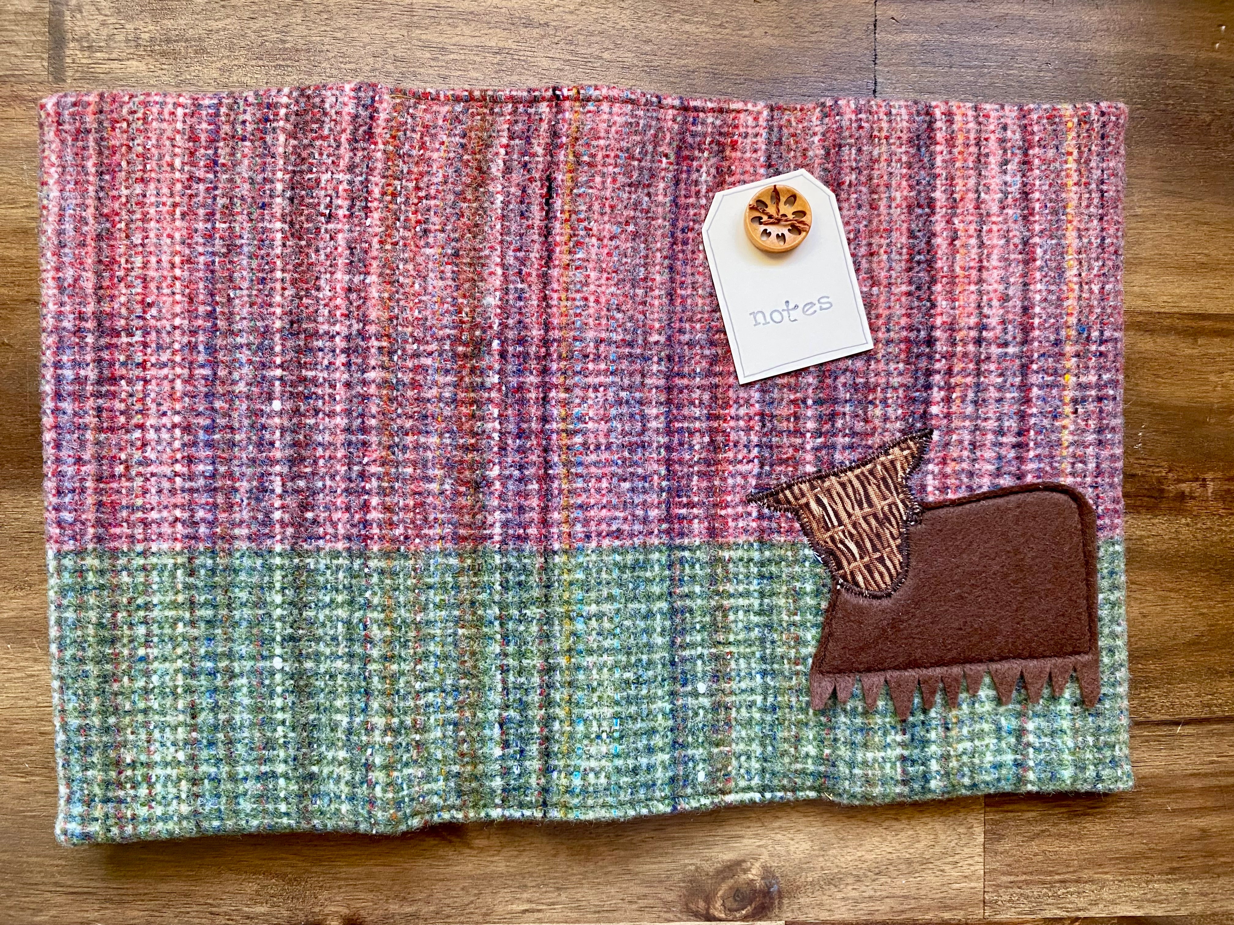 A5 Upcycled Notebook Highland Cow - Pink green