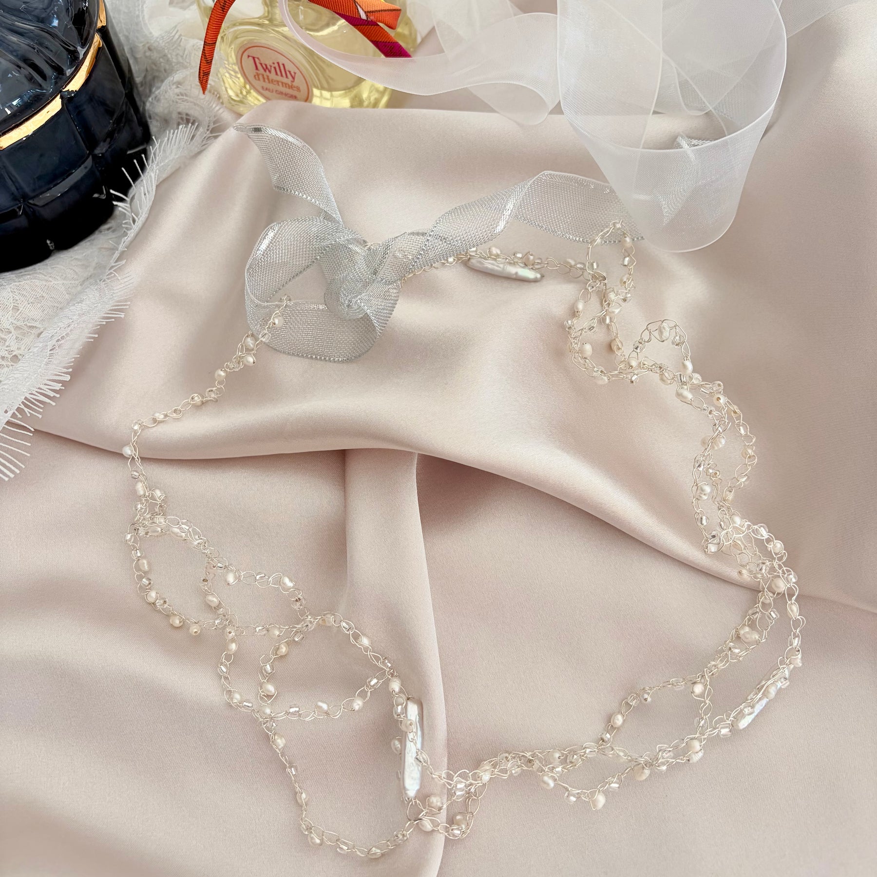 Fluffy Cloud ☁️ Silver plated White pearls Necklace