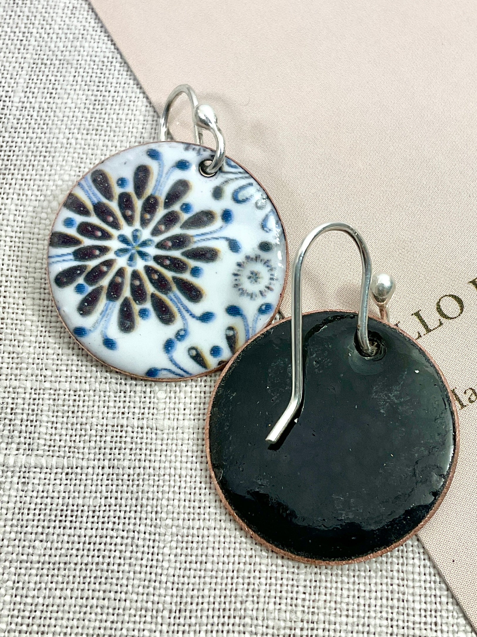 Dandelion flowers. Handmade enamel earrings