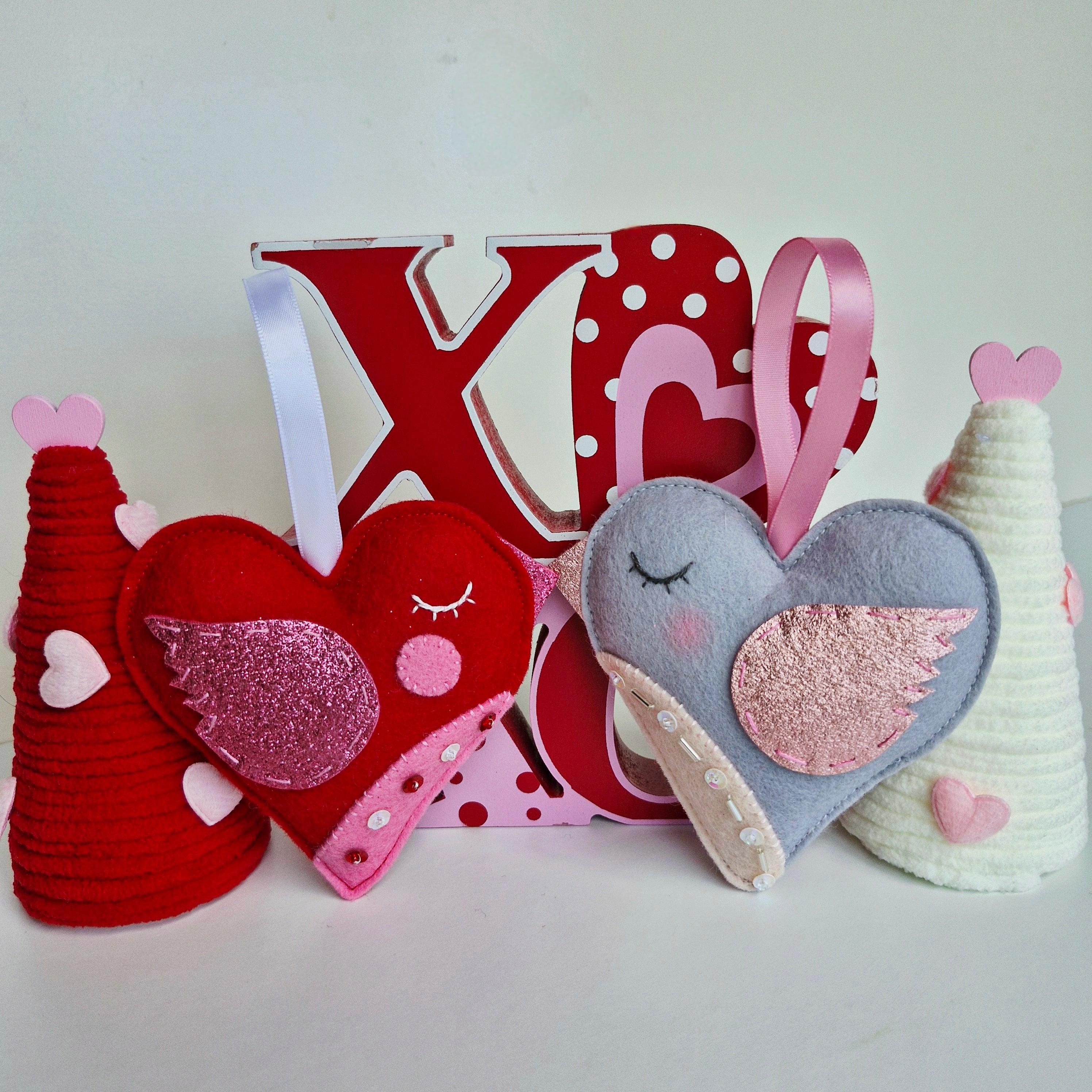 Heart Bird Decoration - Grey