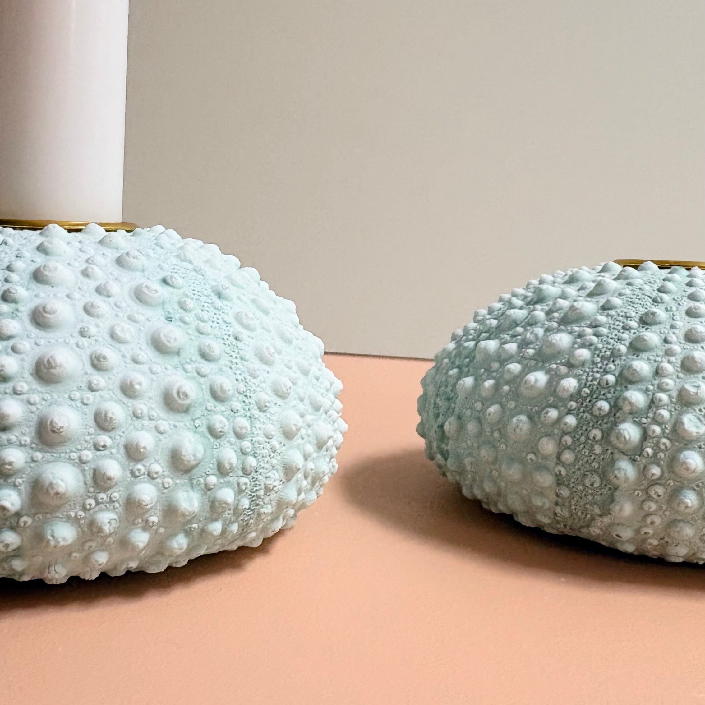 Green Sea Urchin candle Holder — Eco Resin | Coastal Wedding Decor