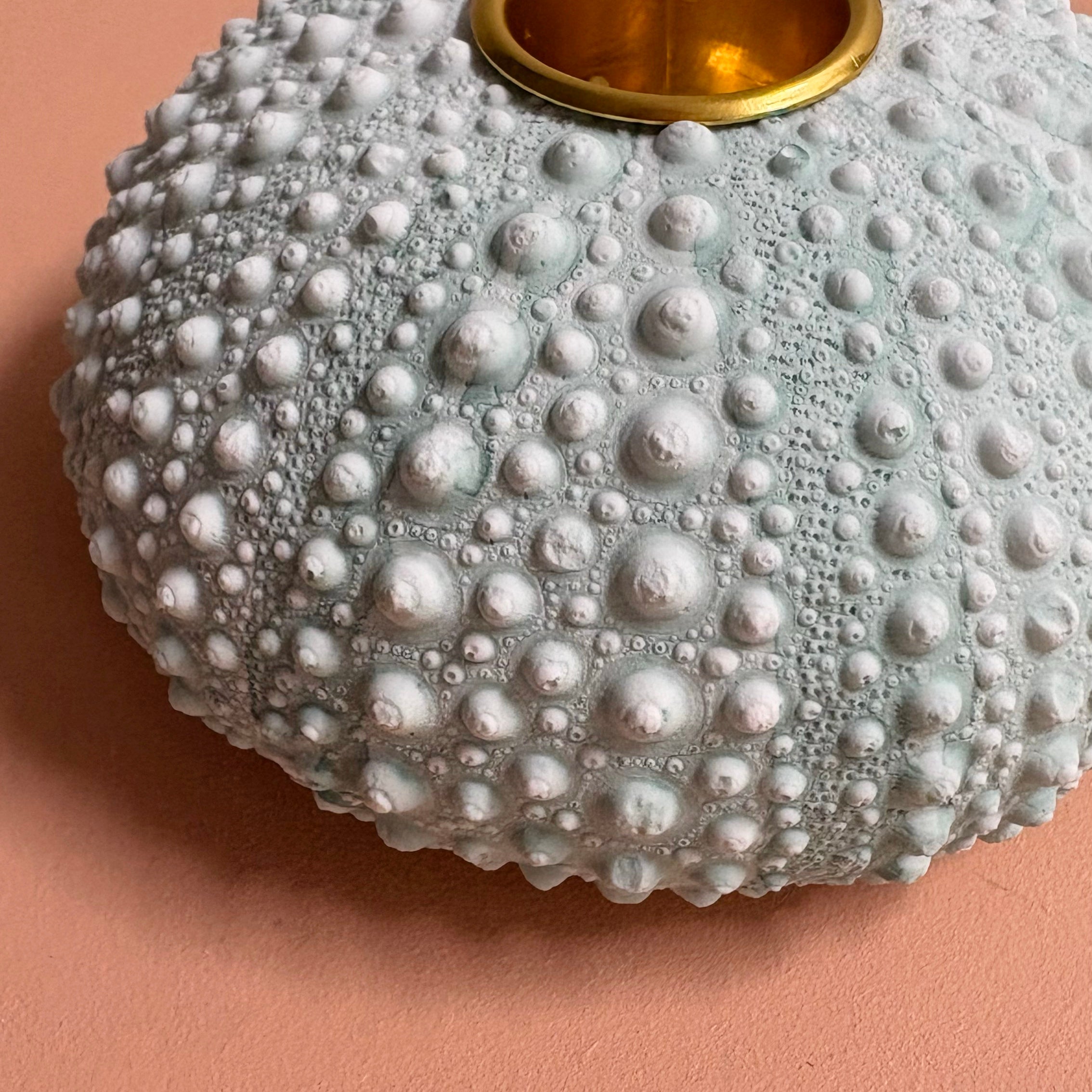 Green Sea Urchin candle Holder — Eco Resin | Coastal Wedding Decor