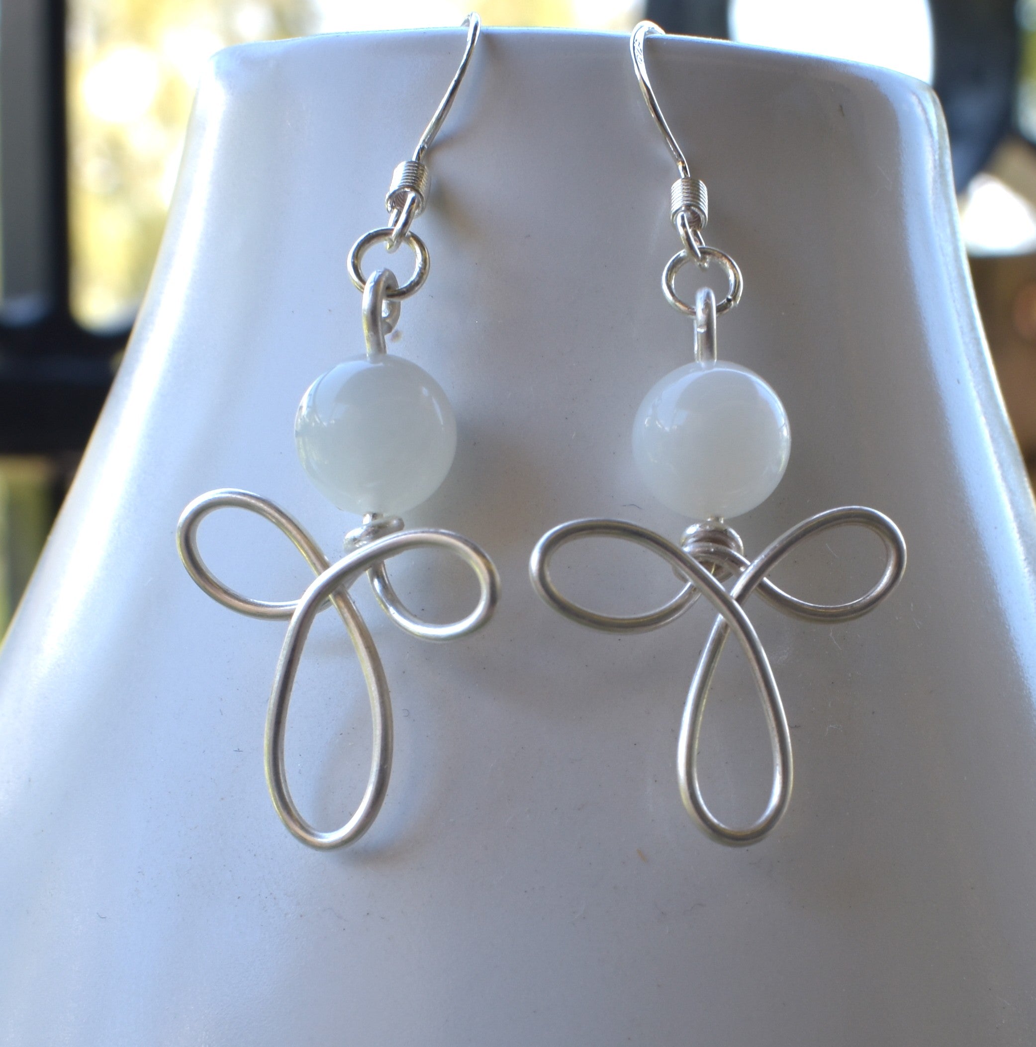 Lunar Ribbon — Handcrafted Silver Filled & Moonstone Earrings