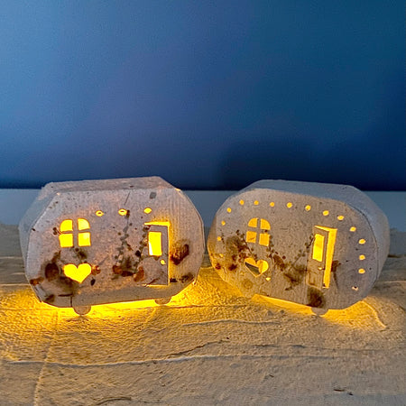 Handmade Tiny Caravans to Love, with LED Light. Buy Two and Save.
